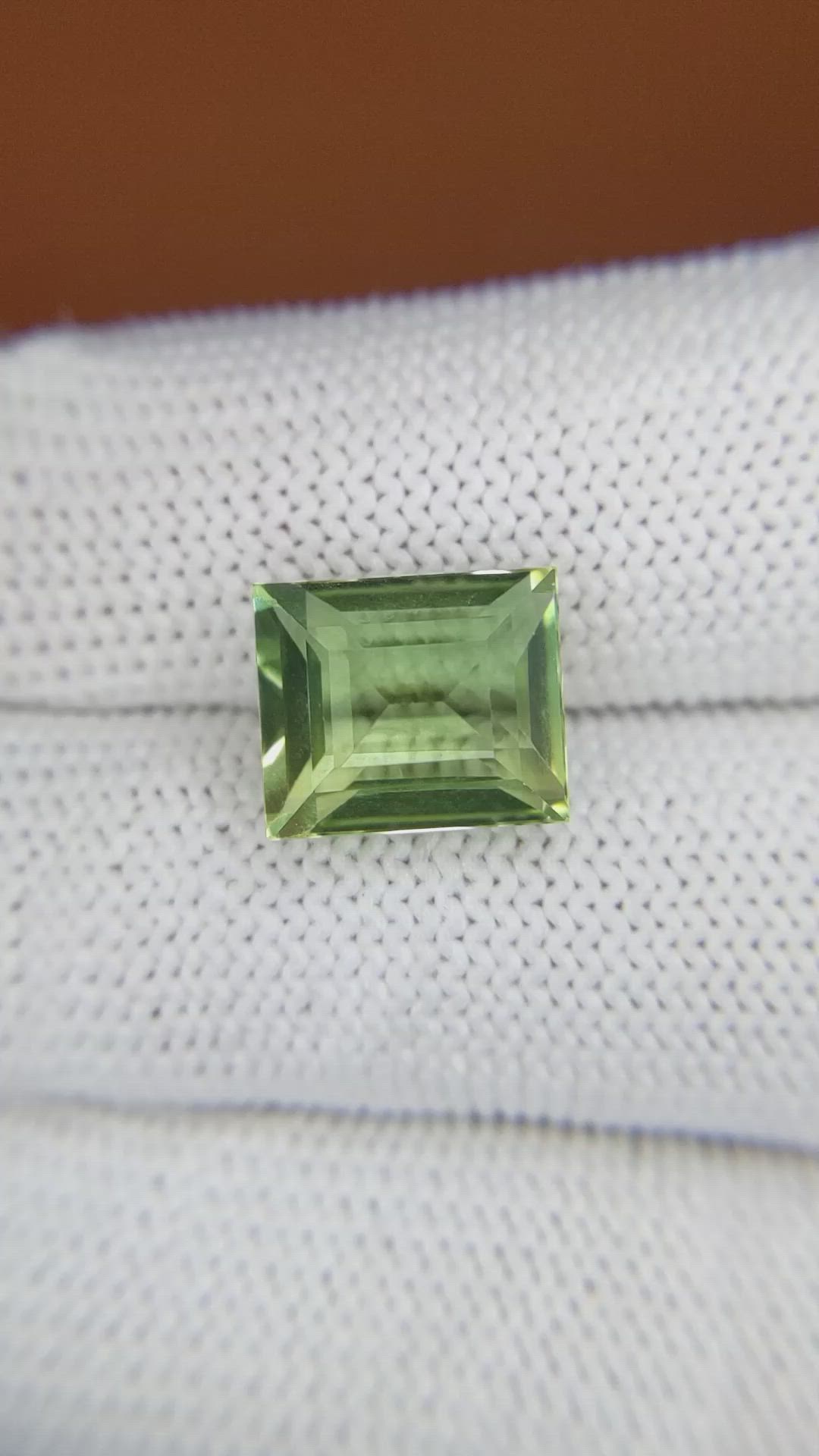 5.60 Ct. Yellowish Green Prasiolite from Brazil Size Video
