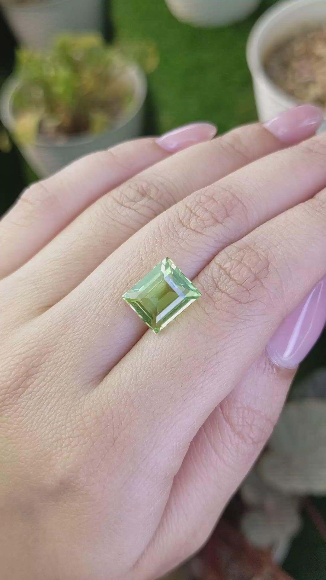 5.60 Ct. Yellowish Green Prasiolite from Brazil Size Video