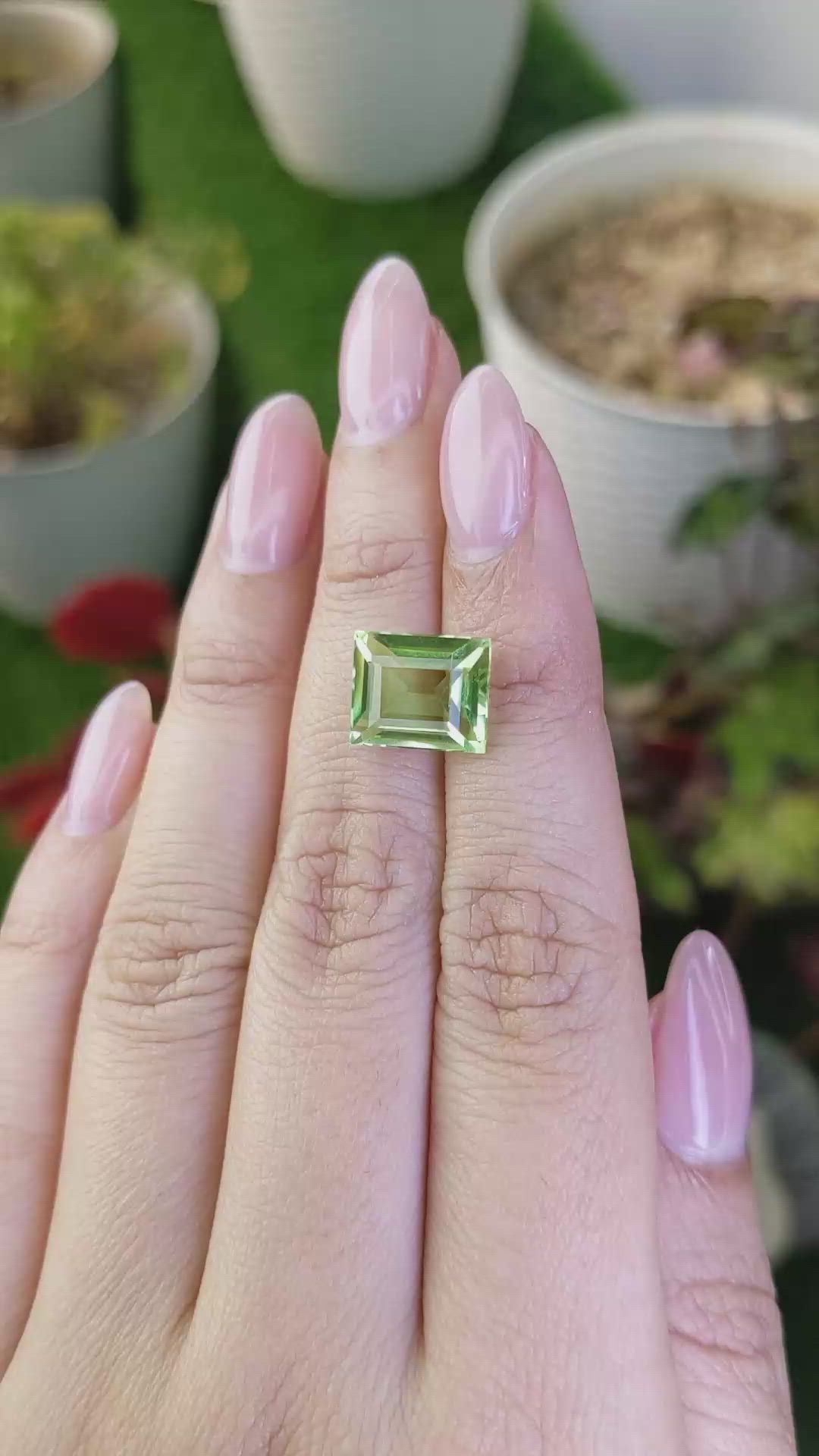 5.60 Ct. Yellowish Green Prasiolite from Brazil Size Video