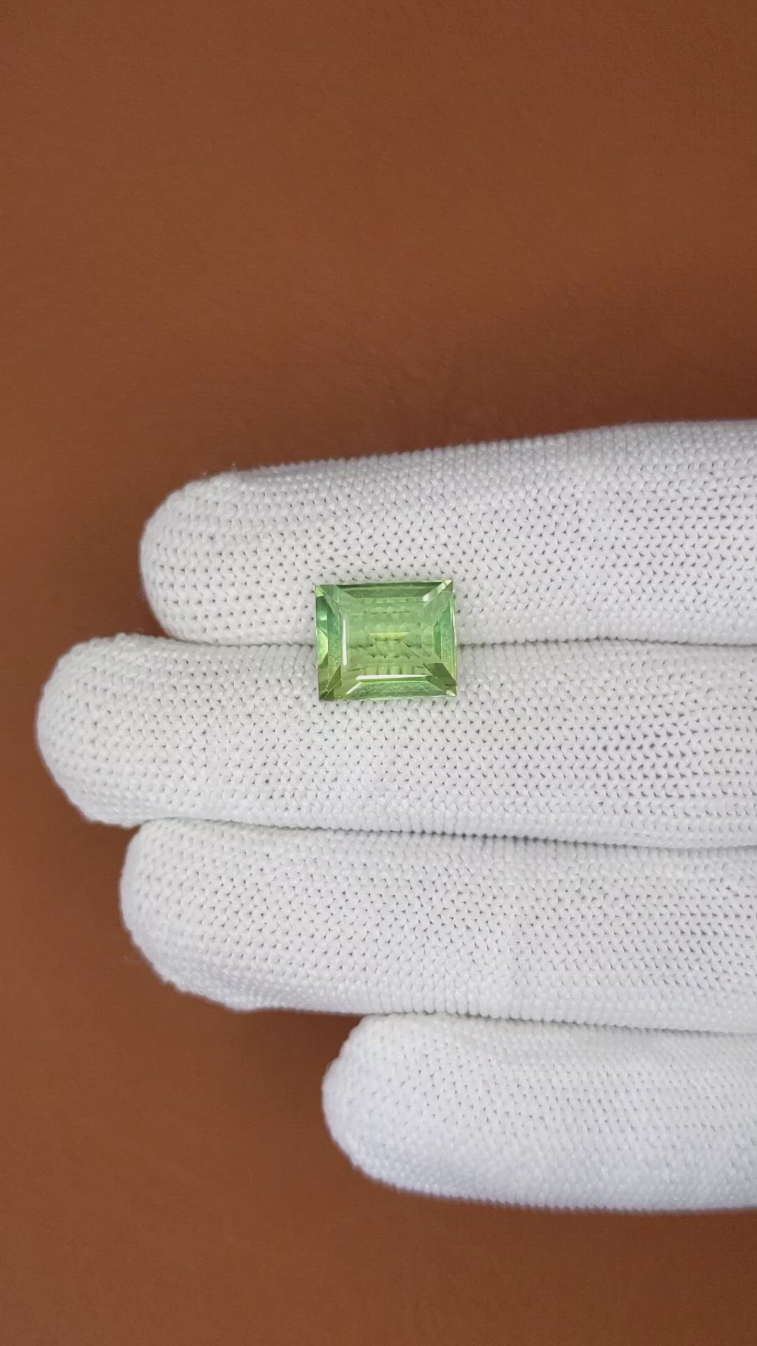 5.60 Ct. Yellowish Green Prasiolite from Brazil Size Video