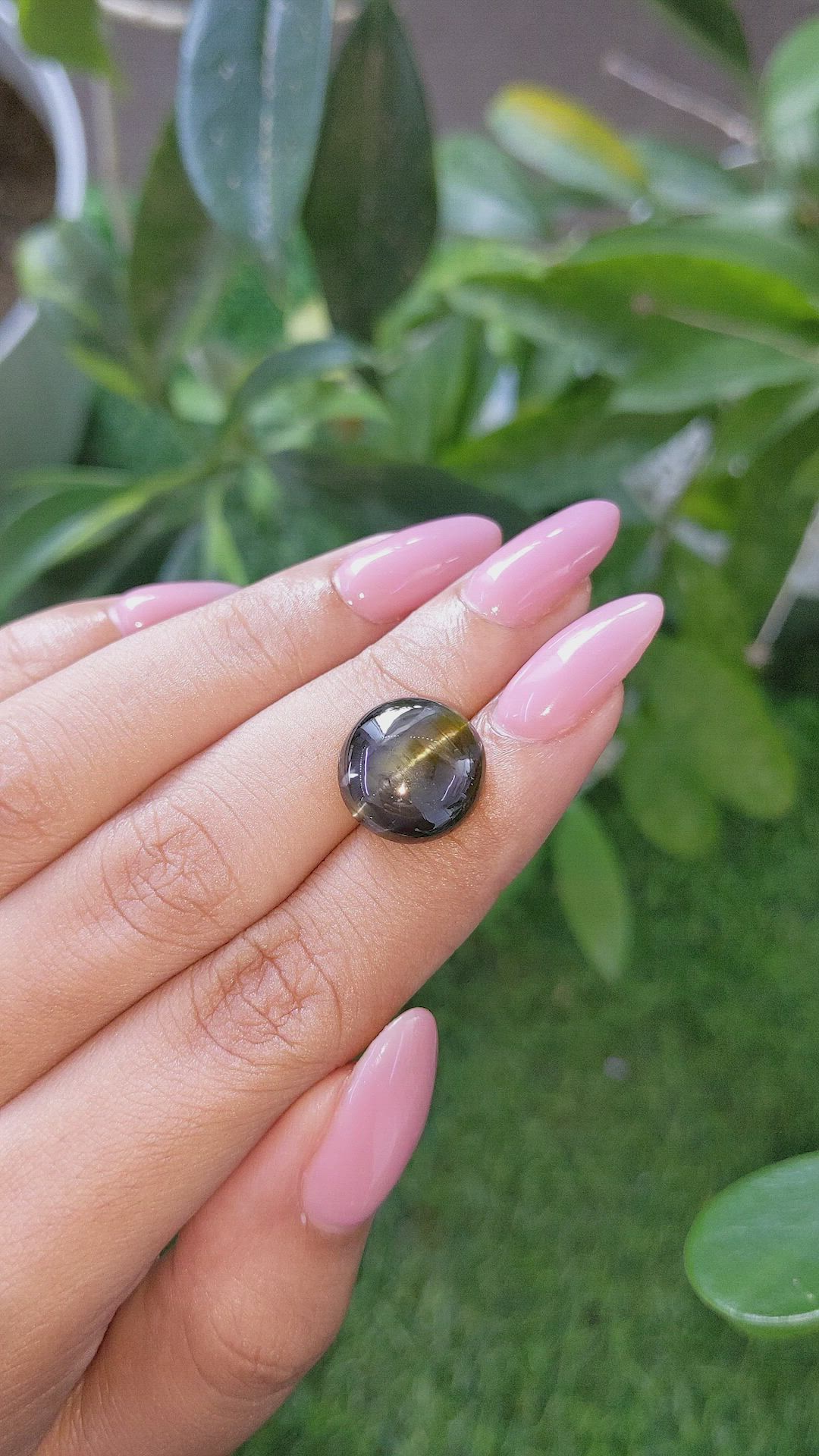 11.54 Ct. Brownish Green Cabochon Chrysoberyl from Ceylon (Sri Lanka) Size Video