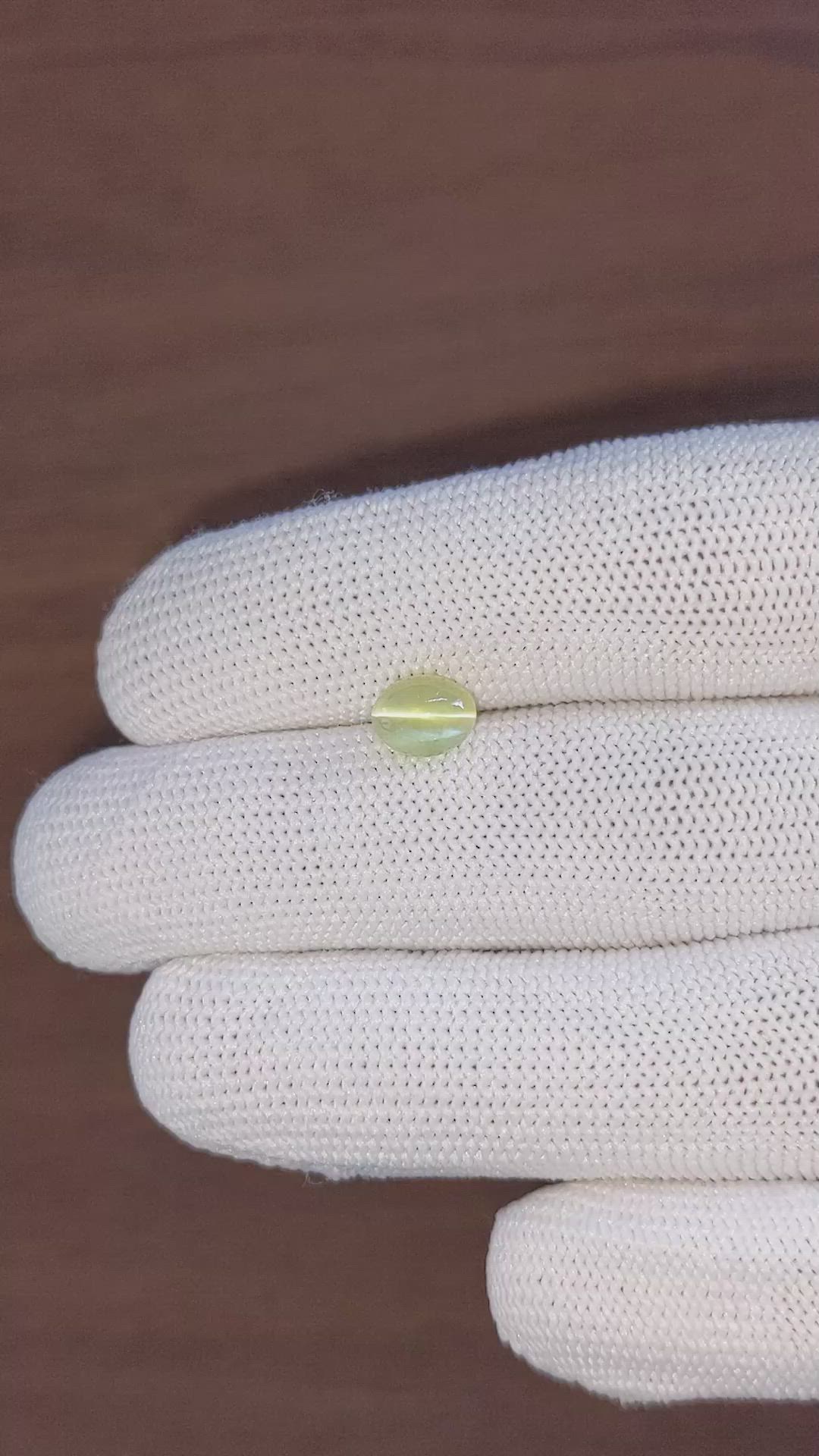 2.10 Ct. Greenish Yellow Cabochon Chrysoberyl from Madagascar Size Video