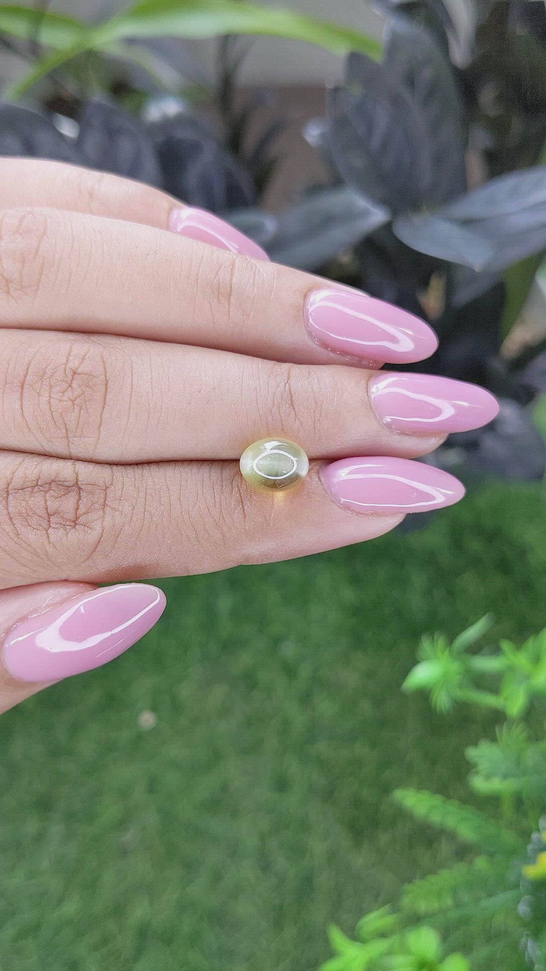 3.70 Ct. Greenish Yellow Cabochon Chrysoberyl from Tanzania Size Video