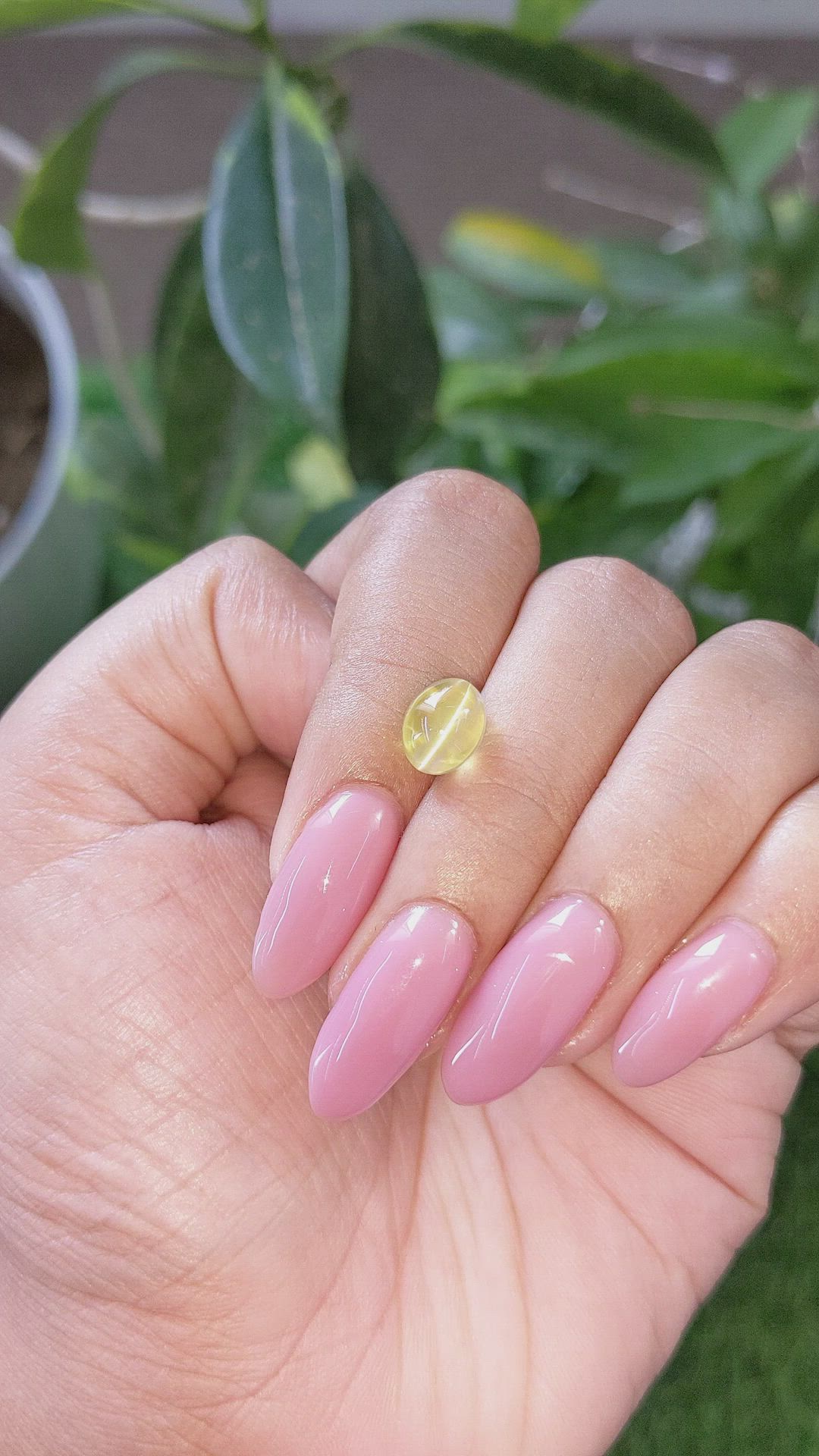 3.70 Ct. Greenish Yellow Cabochon Chrysoberyl from Tanzania Size Video