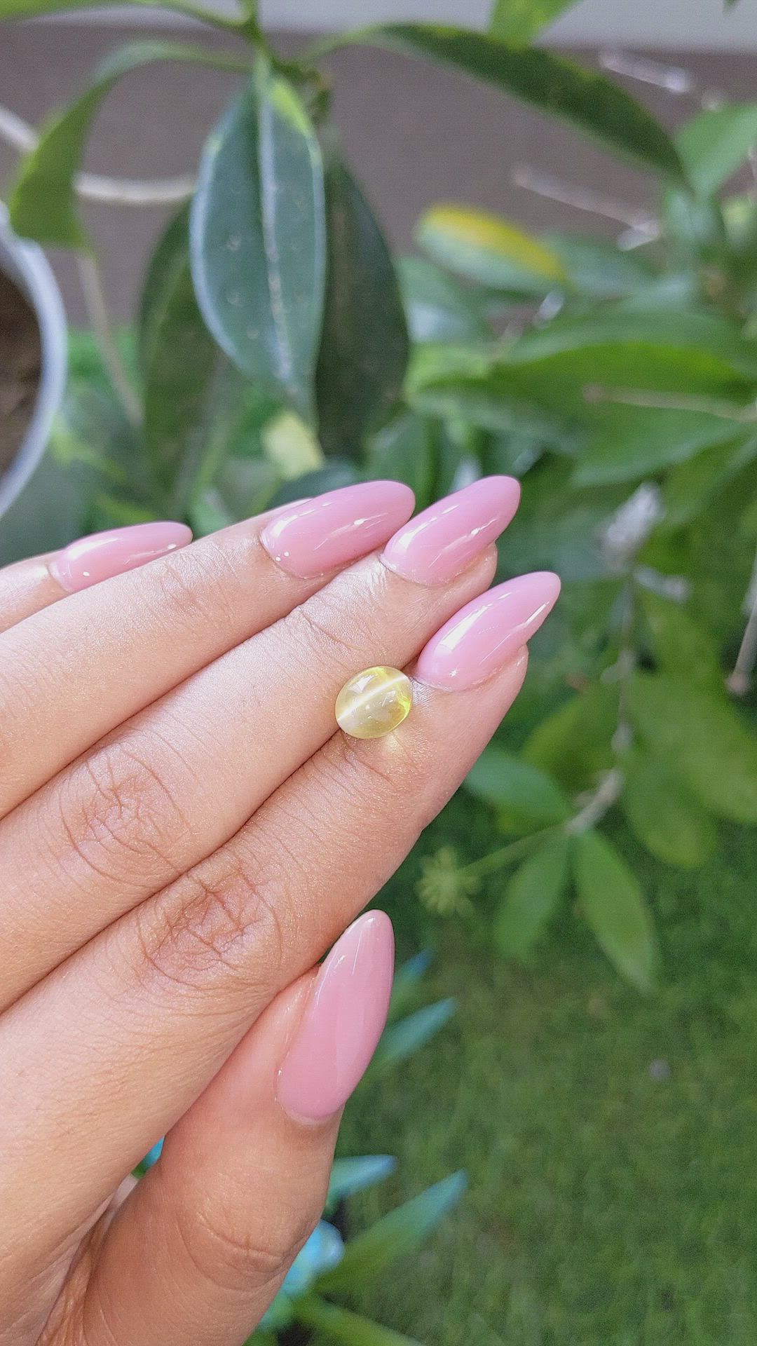 3.70 Ct. Greenish Yellow Cabochon Chrysoberyl from Tanzania Size Video