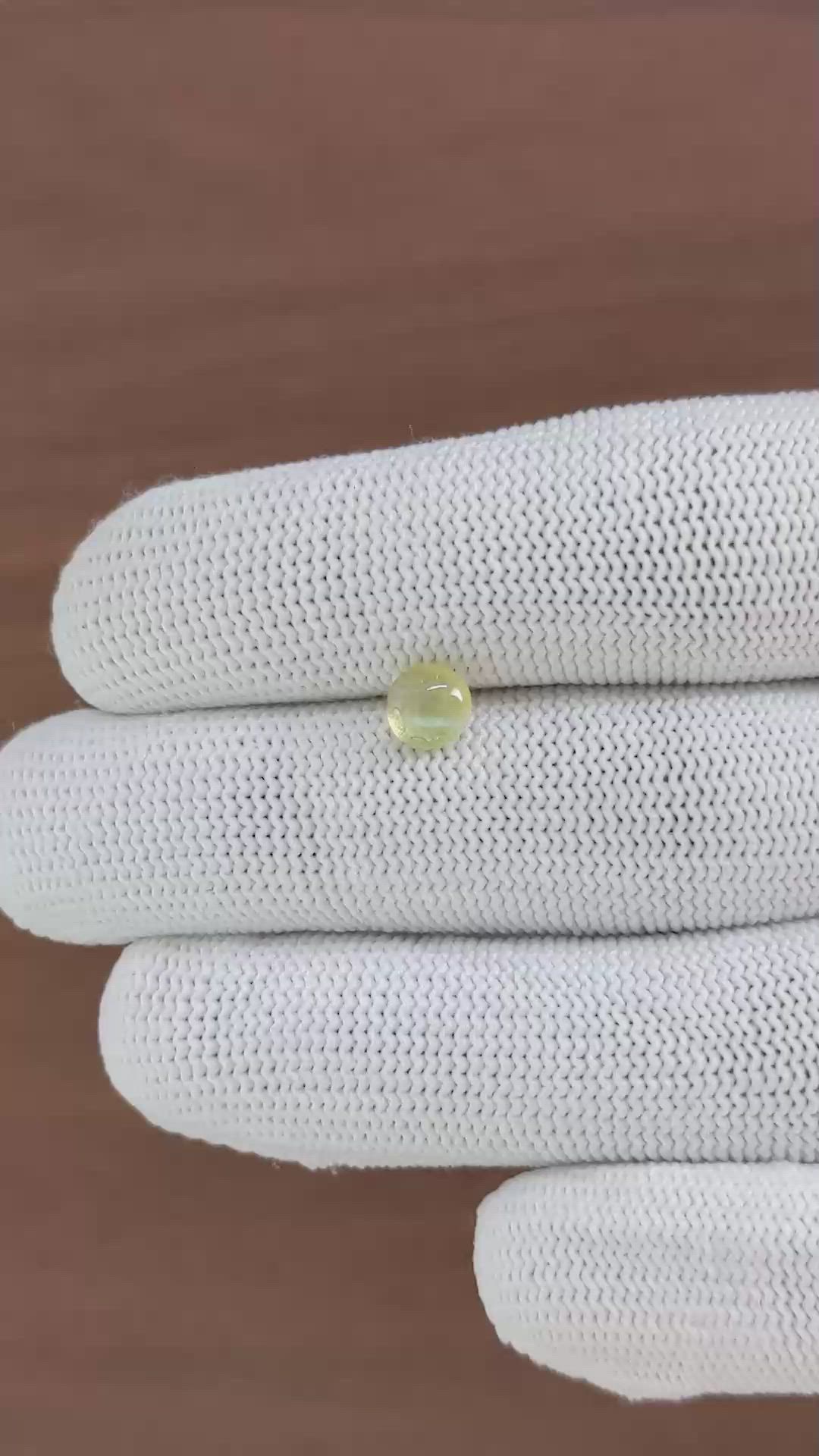 1.10 Ct. Greenish Yellow Cabochon Chrysoberyl from Ceylon (Sri Lanka) Size Video
