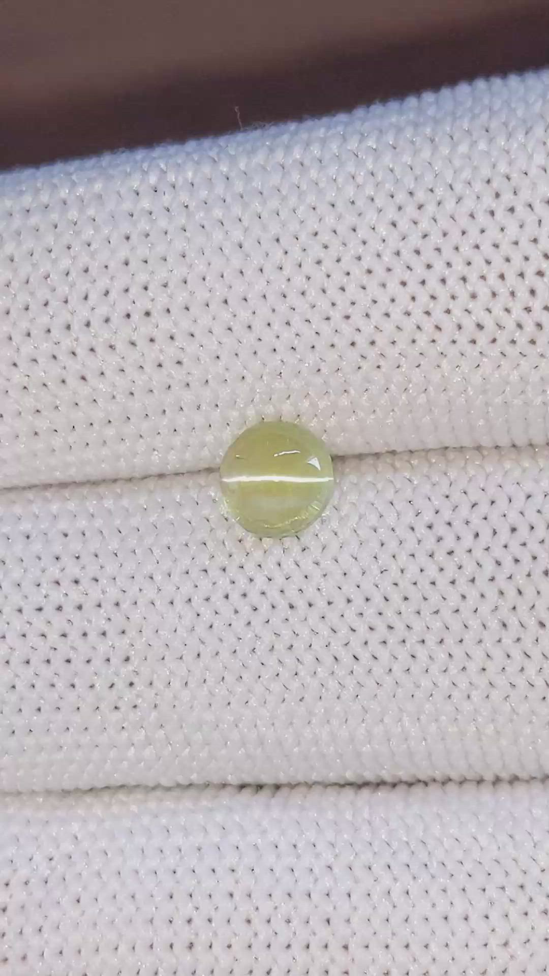 1.10 Ct. Greenish Yellow Cabochon Chrysoberyl from Ceylon (Sri Lanka) Size Video