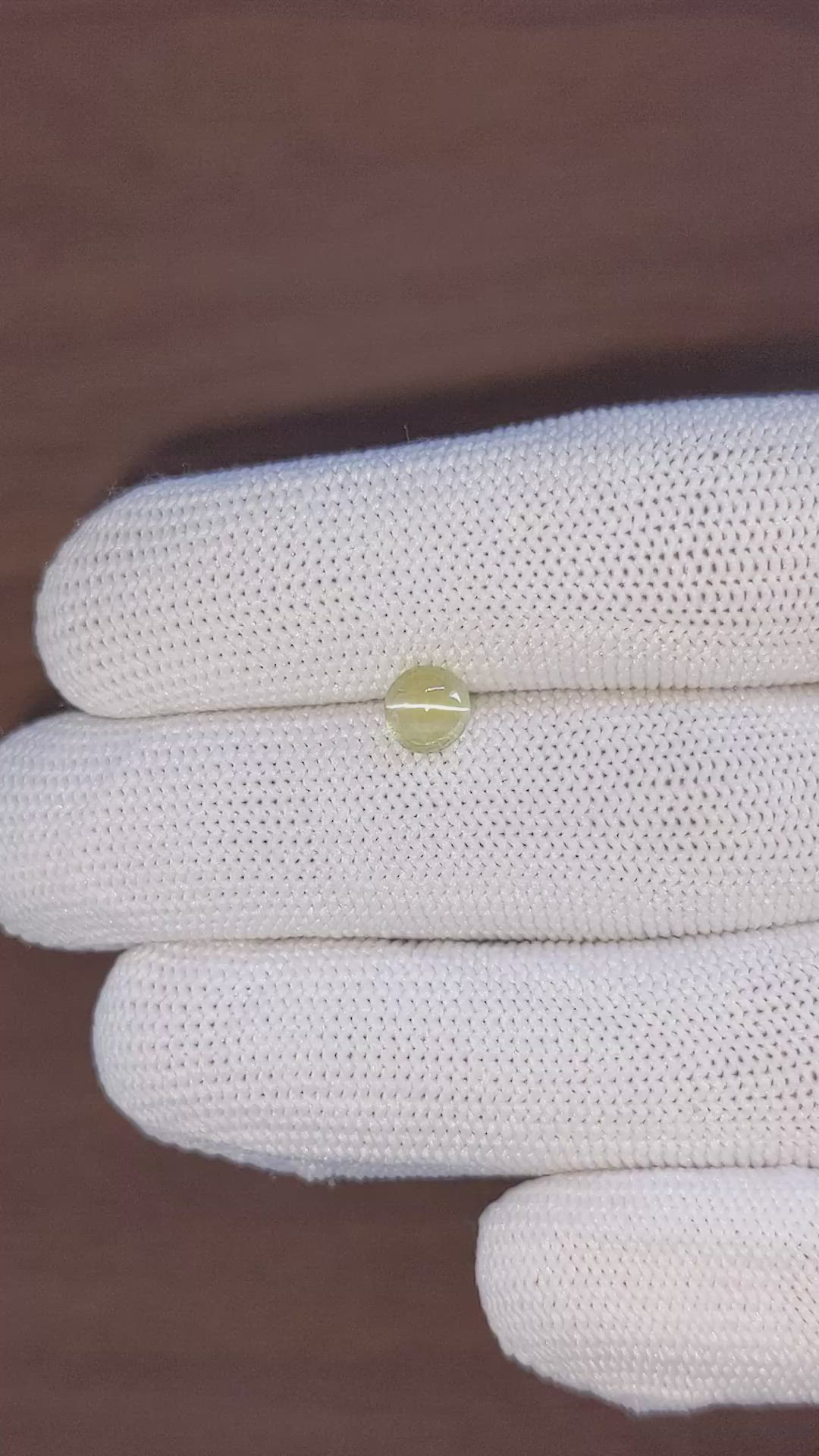 1.10 Ct. Greenish Yellow Cabochon Chrysoberyl from Ceylon (Sri Lanka) Size Video