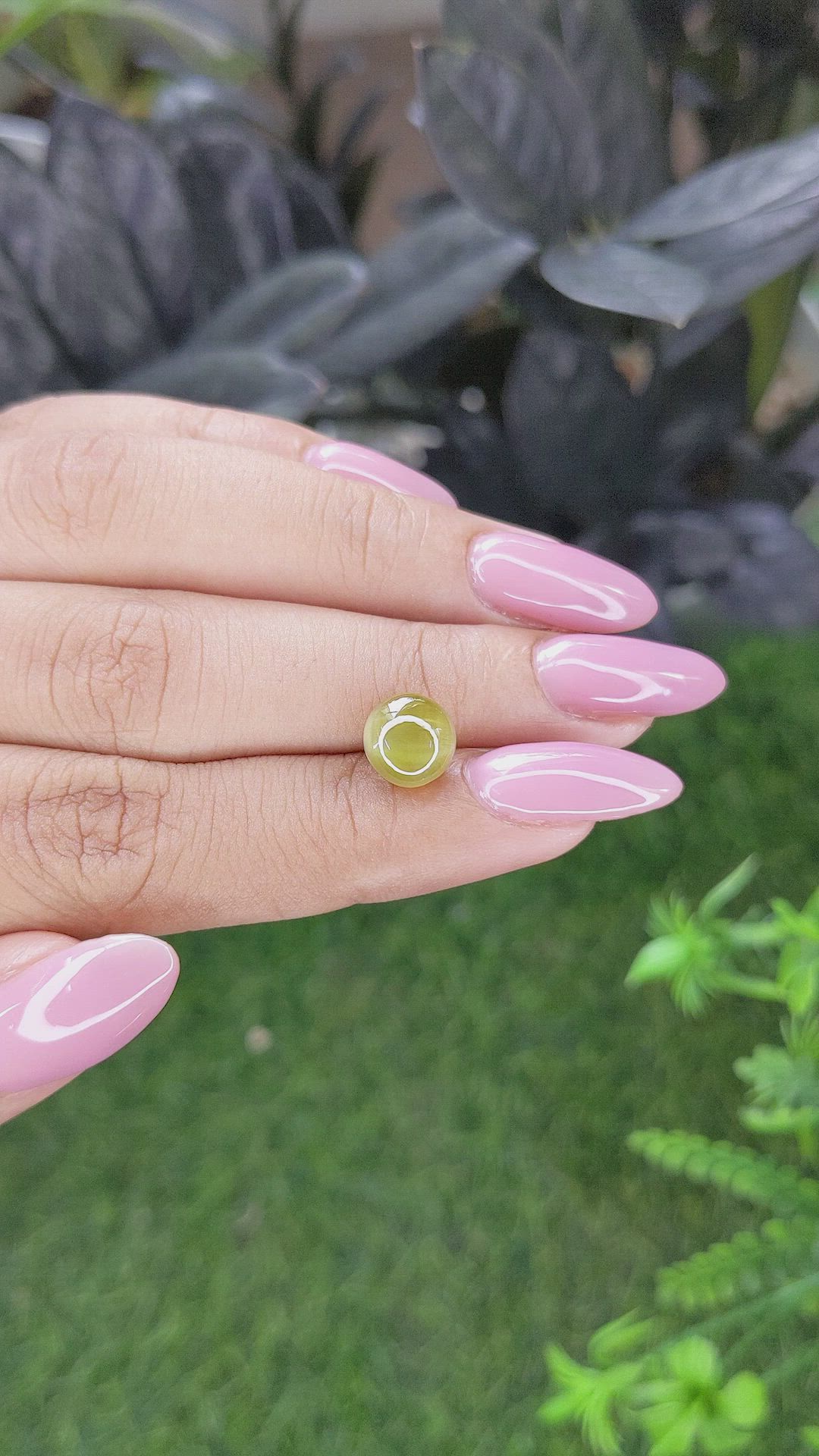 4.36 Ct. Brownish Green Cabochon Chrysoberyl from Tanzania Size Video