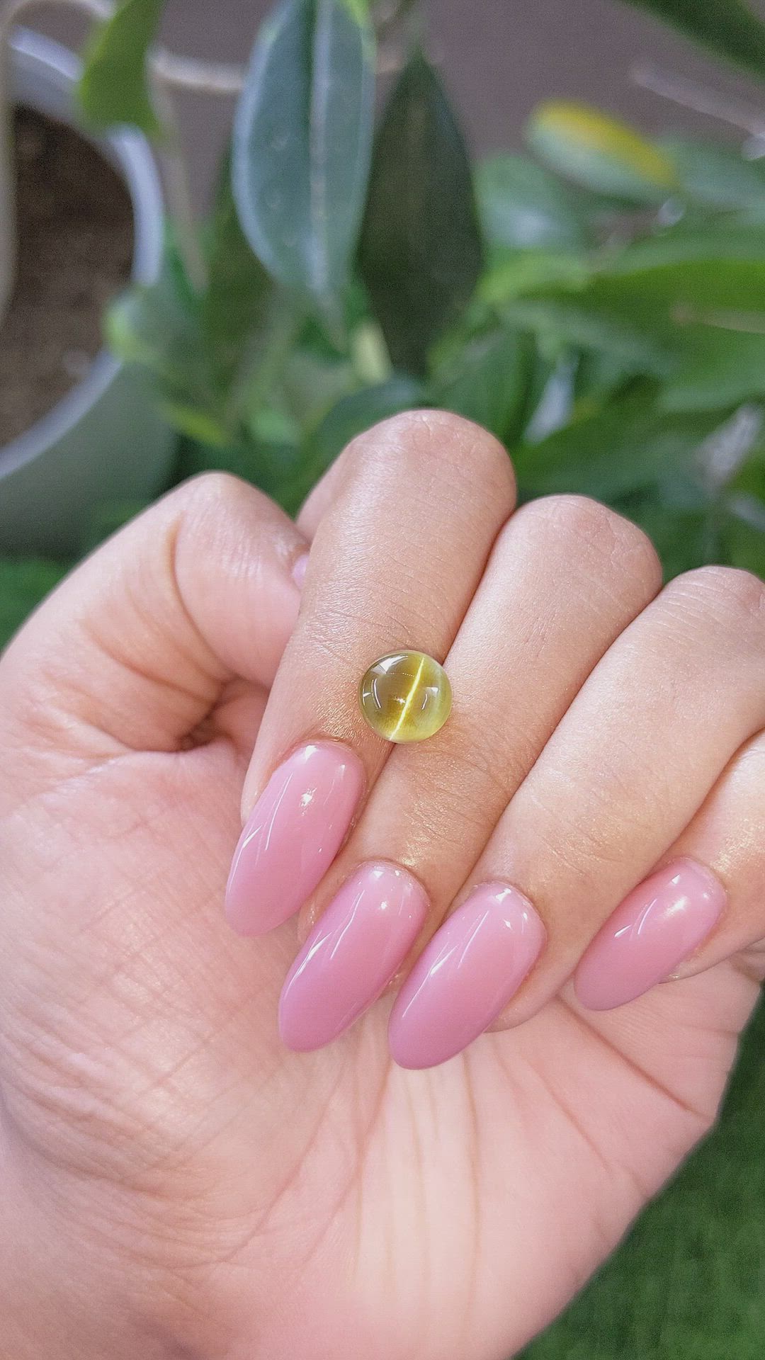 4.36 Ct. Brownish Green Cabochon Chrysoberyl from Tanzania Size Video