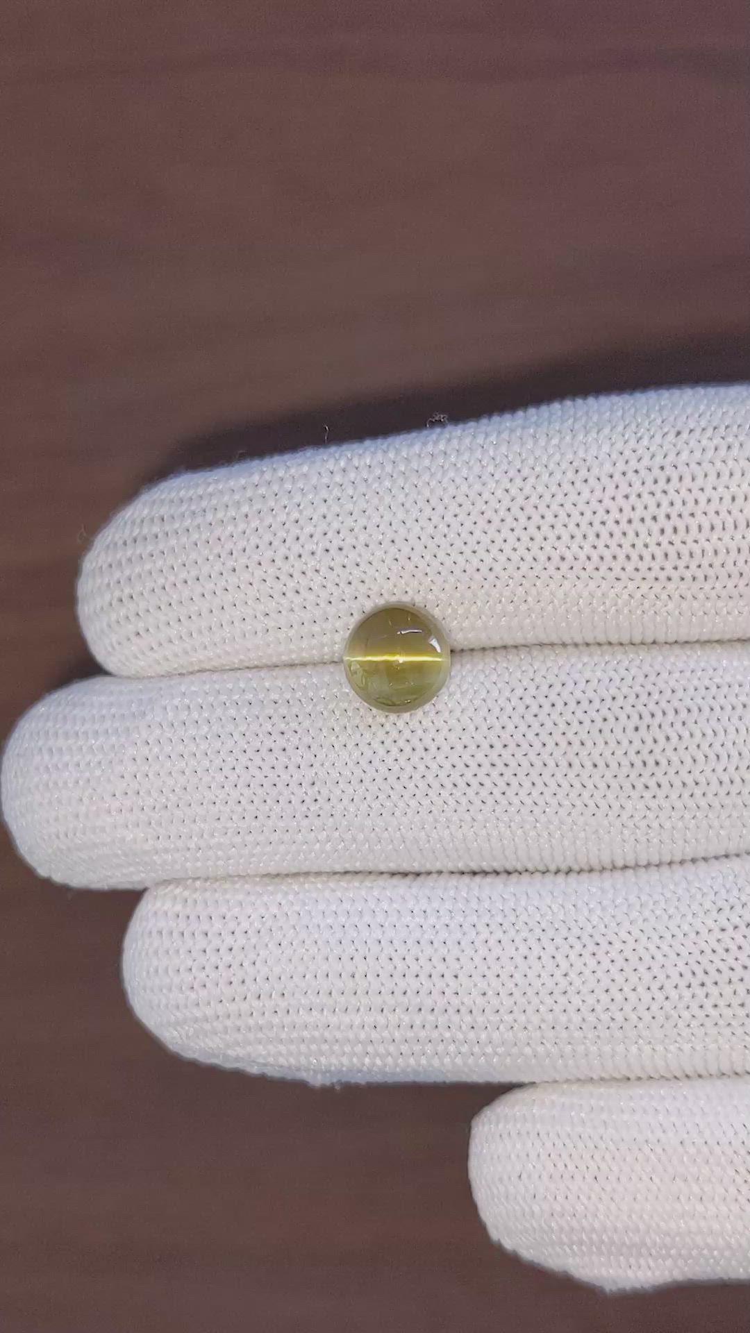 4.36 Ct. Brownish Green Cabochon Chrysoberyl from Tanzania Size Video