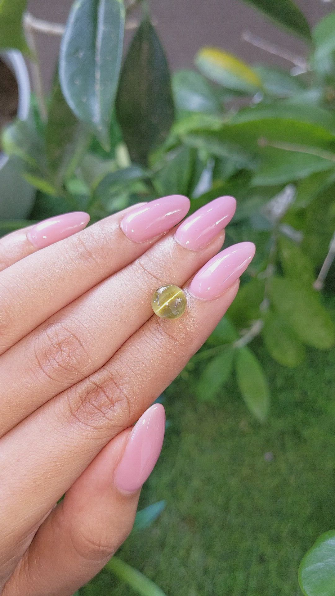 4.36 Ct. Brownish Green Cabochon Chrysoberyl from Tanzania Size Video