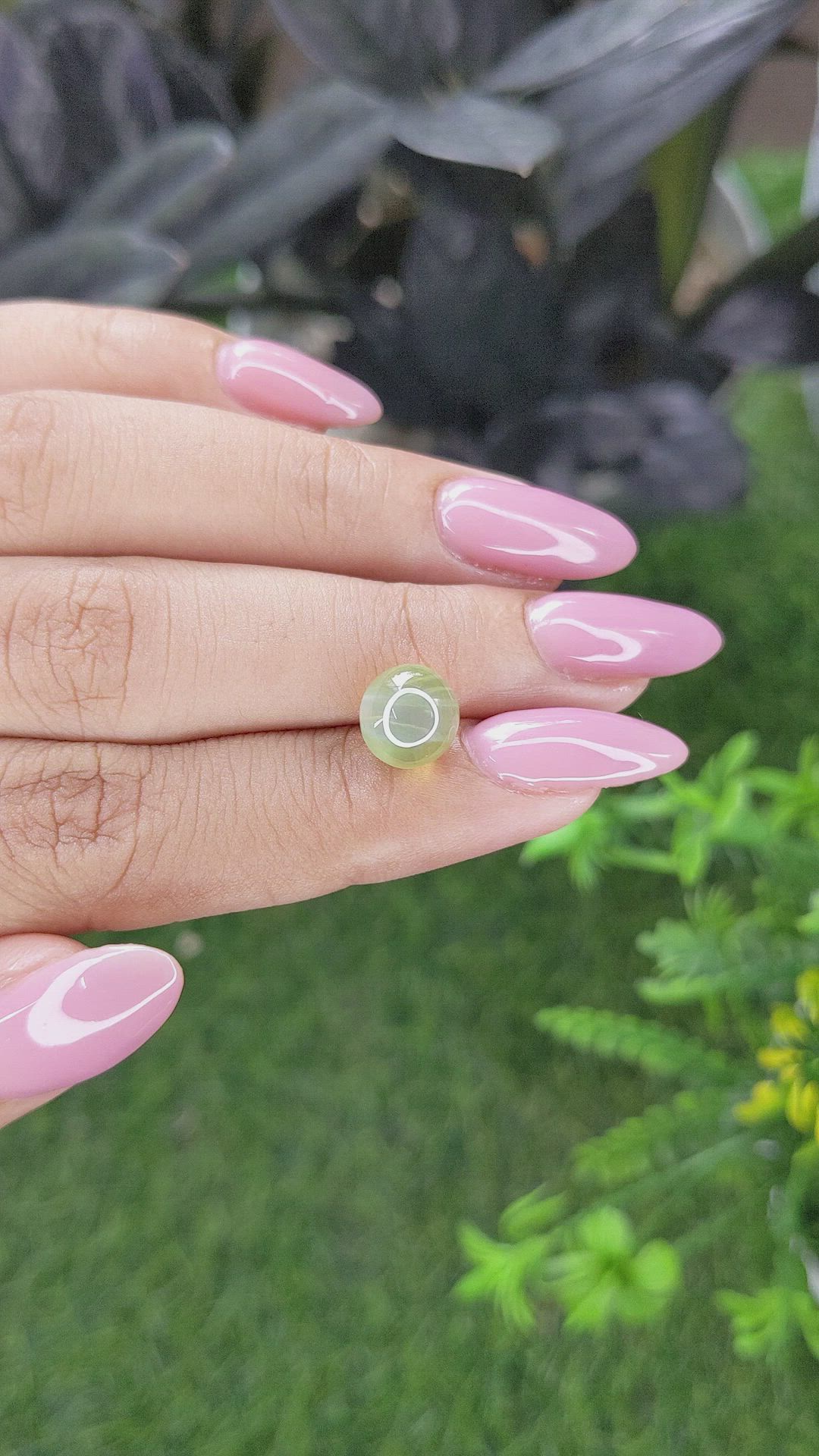 4.52 Ct. Yellowish Green Cabochon Chrysoberyl from Ceylon (Sri Lanka) Size Video