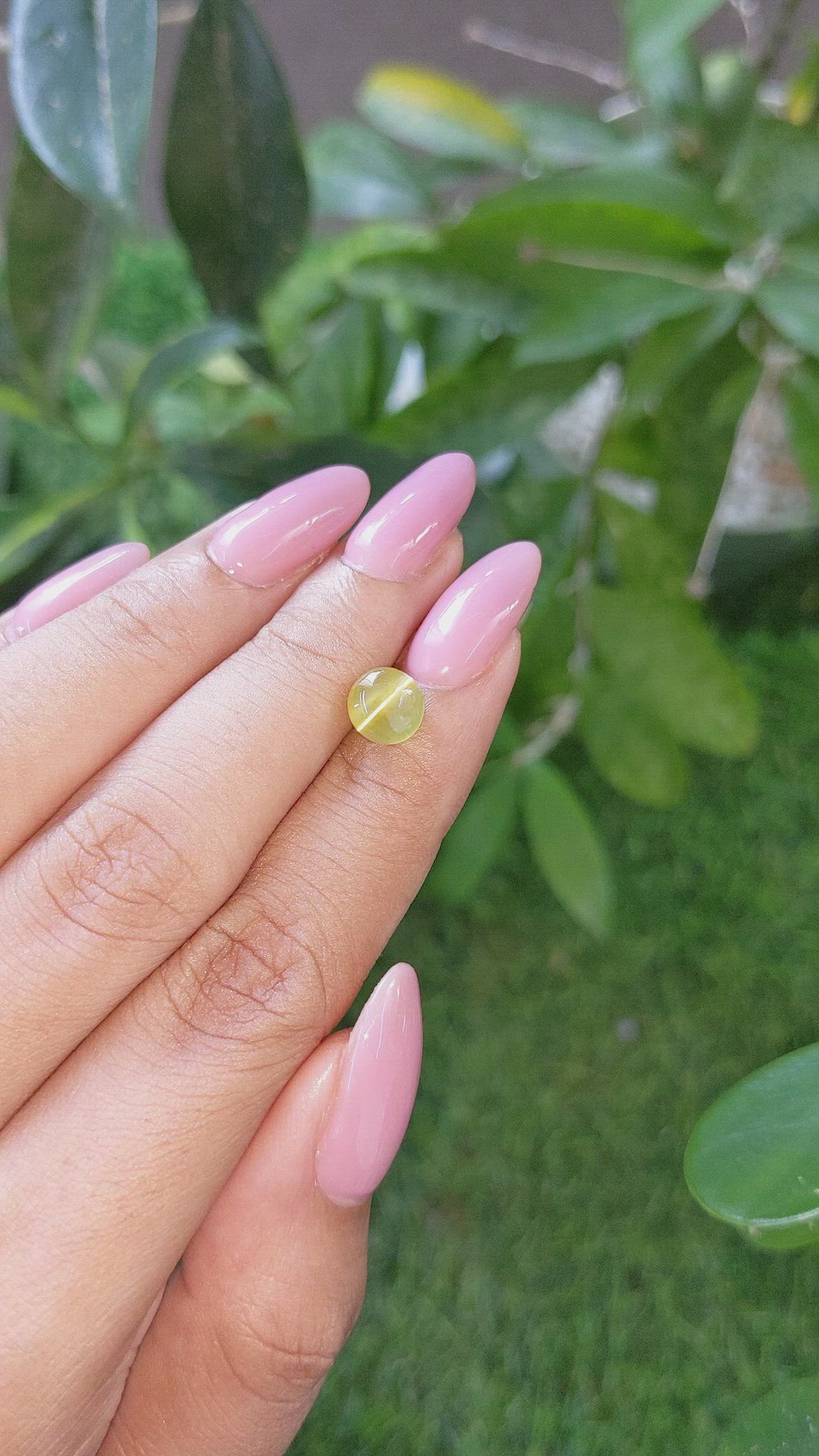 2.62 Ct. Greenish Yellow Cabochon Chrysoberyl from Tanzania Size Video