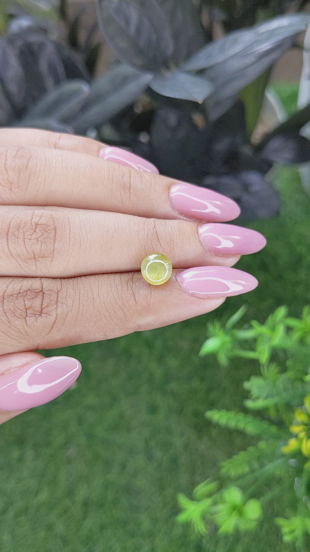 2.62 Ct. Greenish Yellow Cabochon Chrysoberyl from Tanzania Size Video