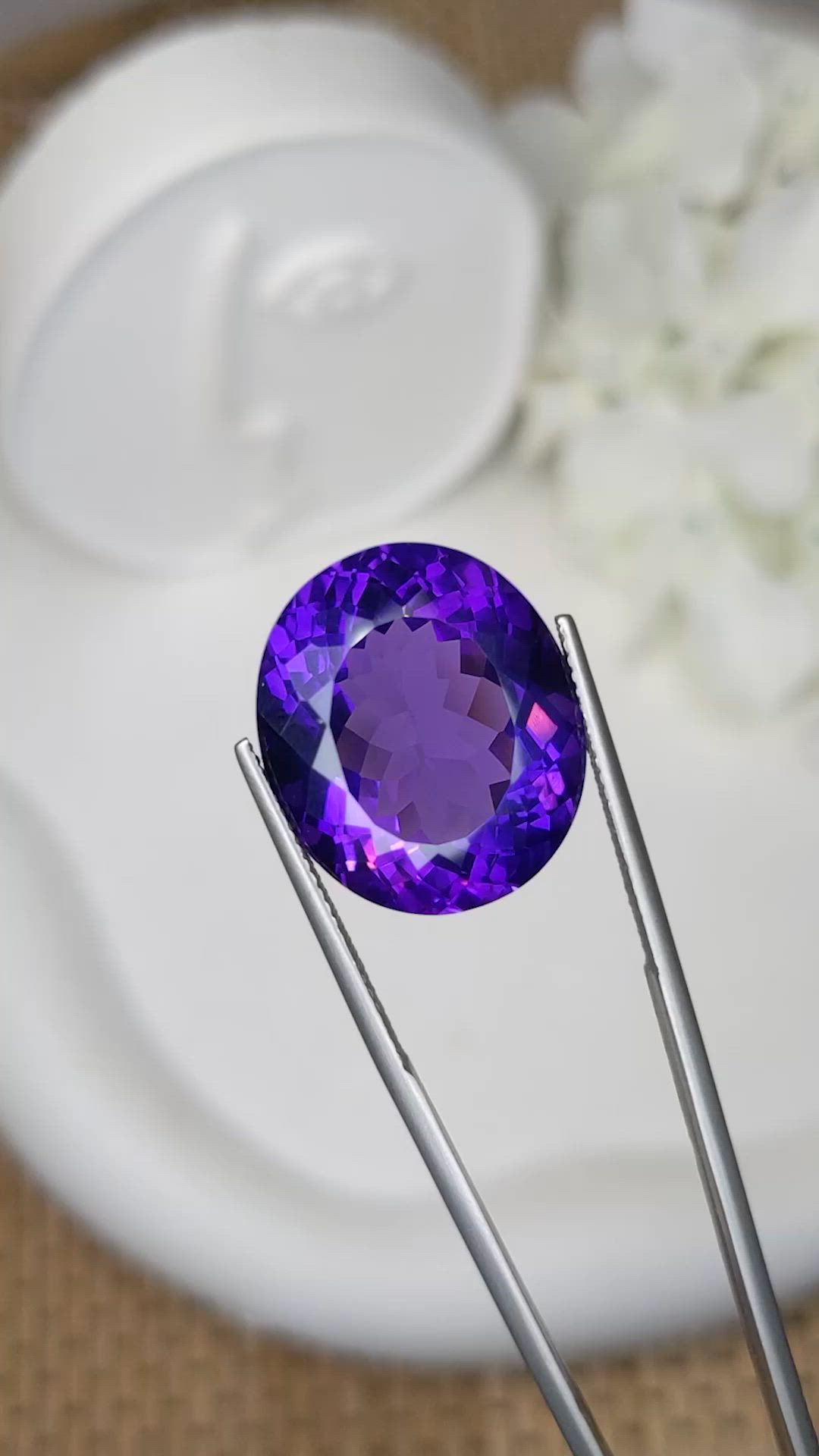 22.36 Ct. Purple Amethyst from Brazil Size Video