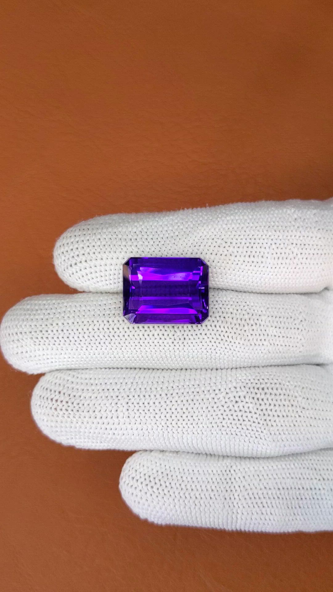 14.74 Ct. Purple Amethyst from Brazil Size Video