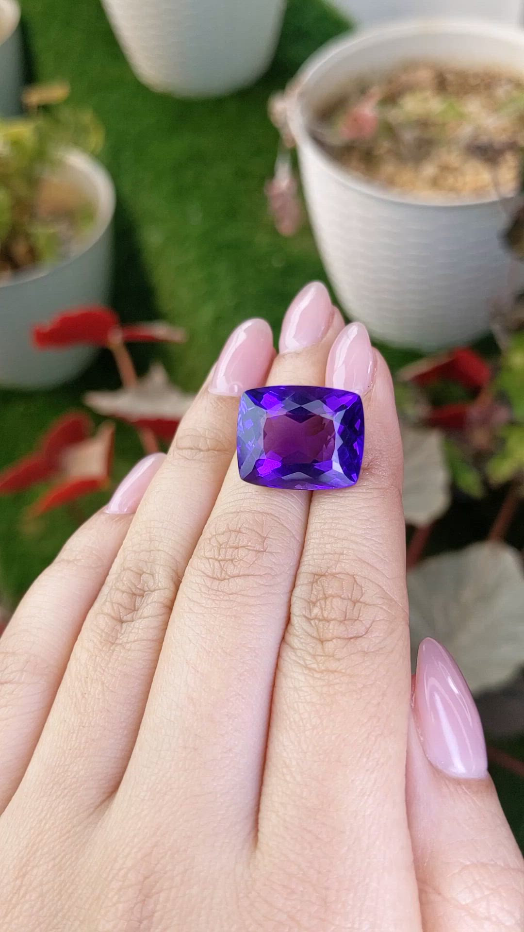 16.75 Ct. Purple Amethyst from Brazil Size Video
