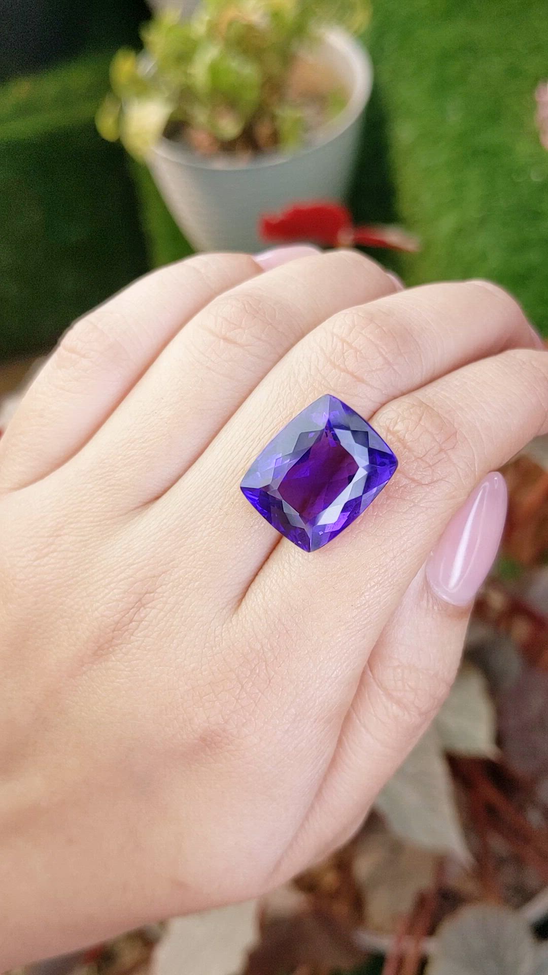 16.75 Ct. Purple Amethyst from Brazil Size Video