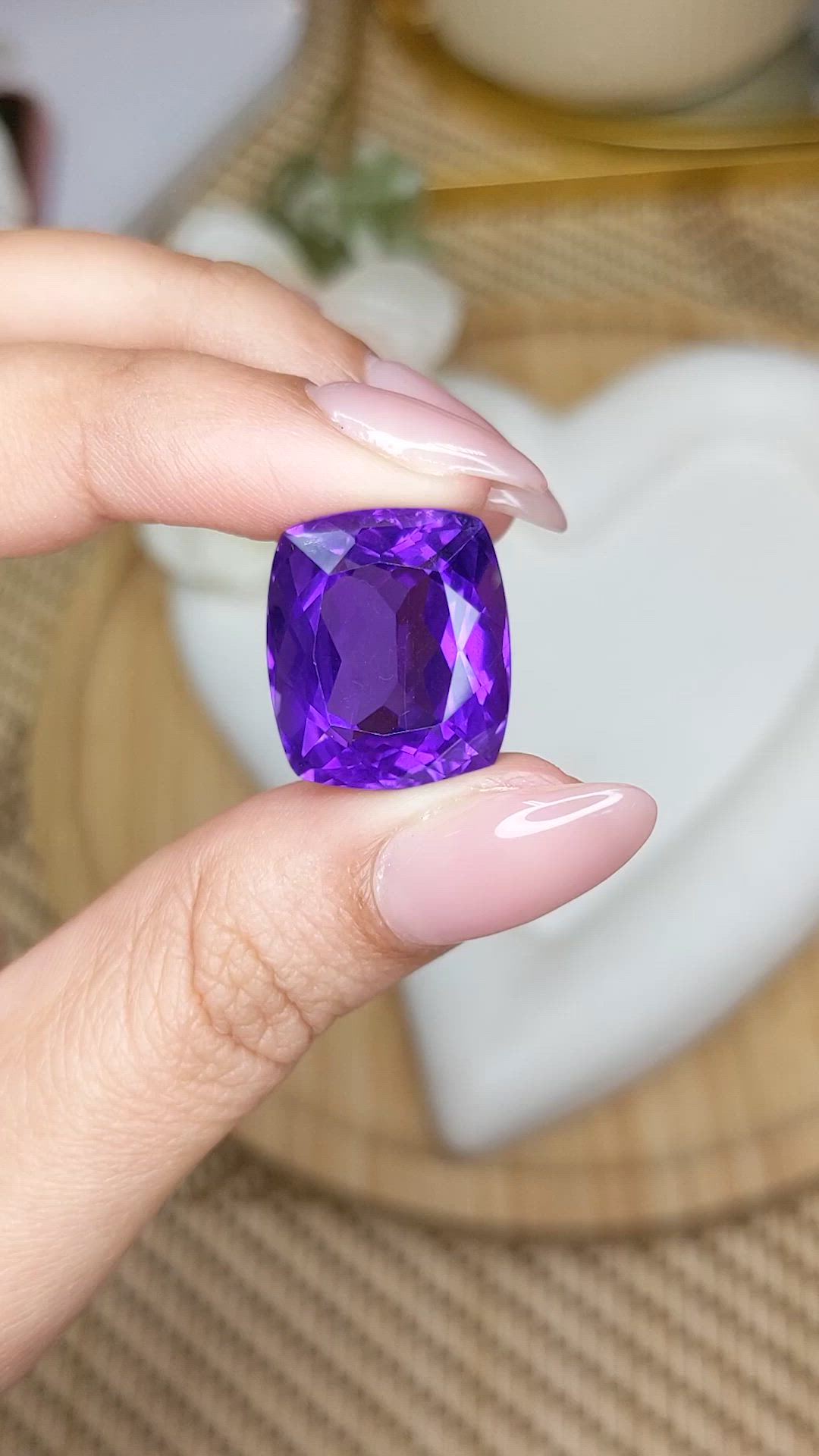 21.82 Ct. Purple Amethyst from Brazil Size Video