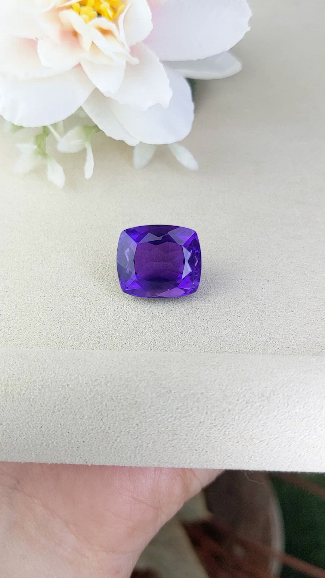 21.82 Ct. Purple Amethyst from Brazil Size Video