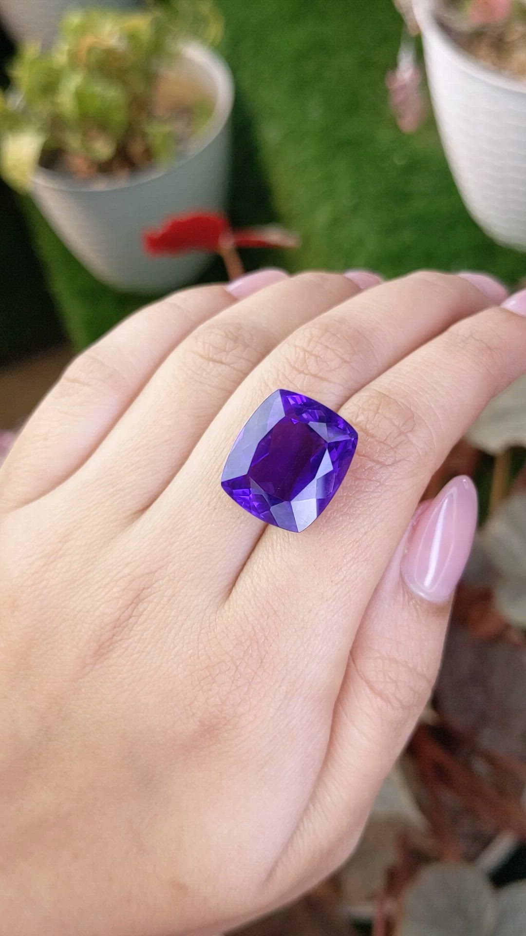 21.82 Ct. Purple Amethyst from Brazil Size Video