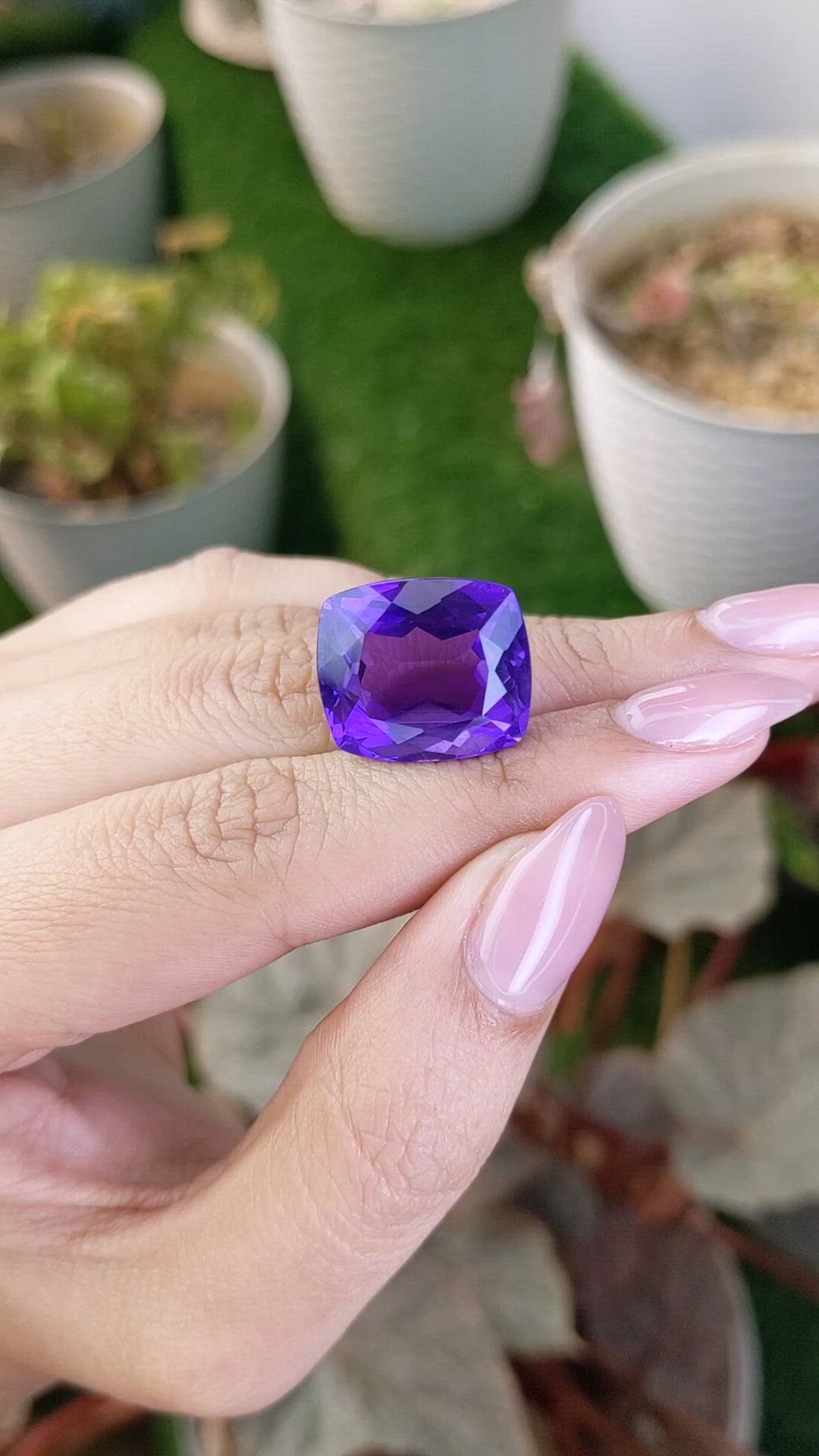 21.82 Ct. Purple Amethyst from Brazil Size Video