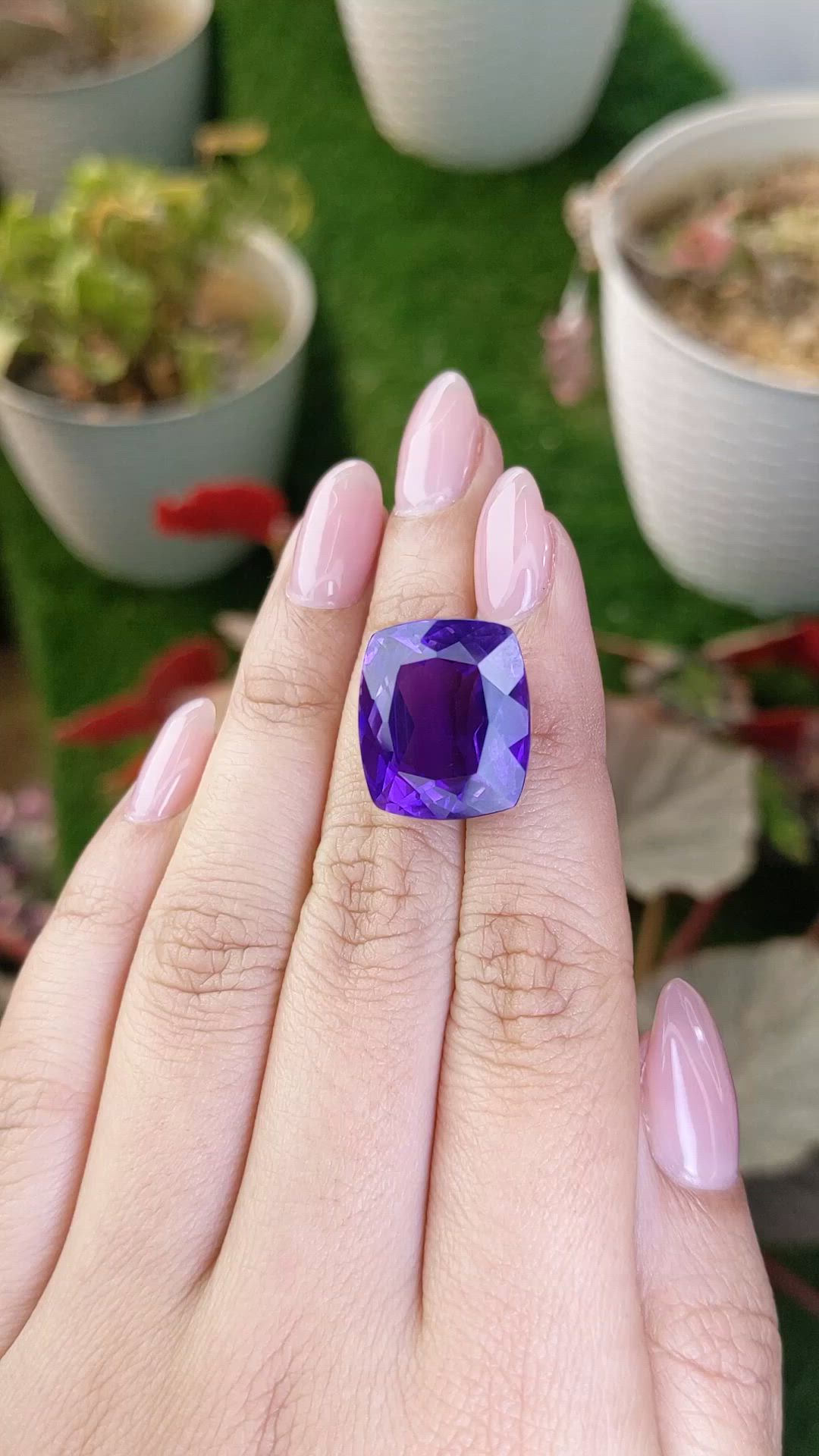 21.82 Ct. Purple Amethyst from Brazil Size Video