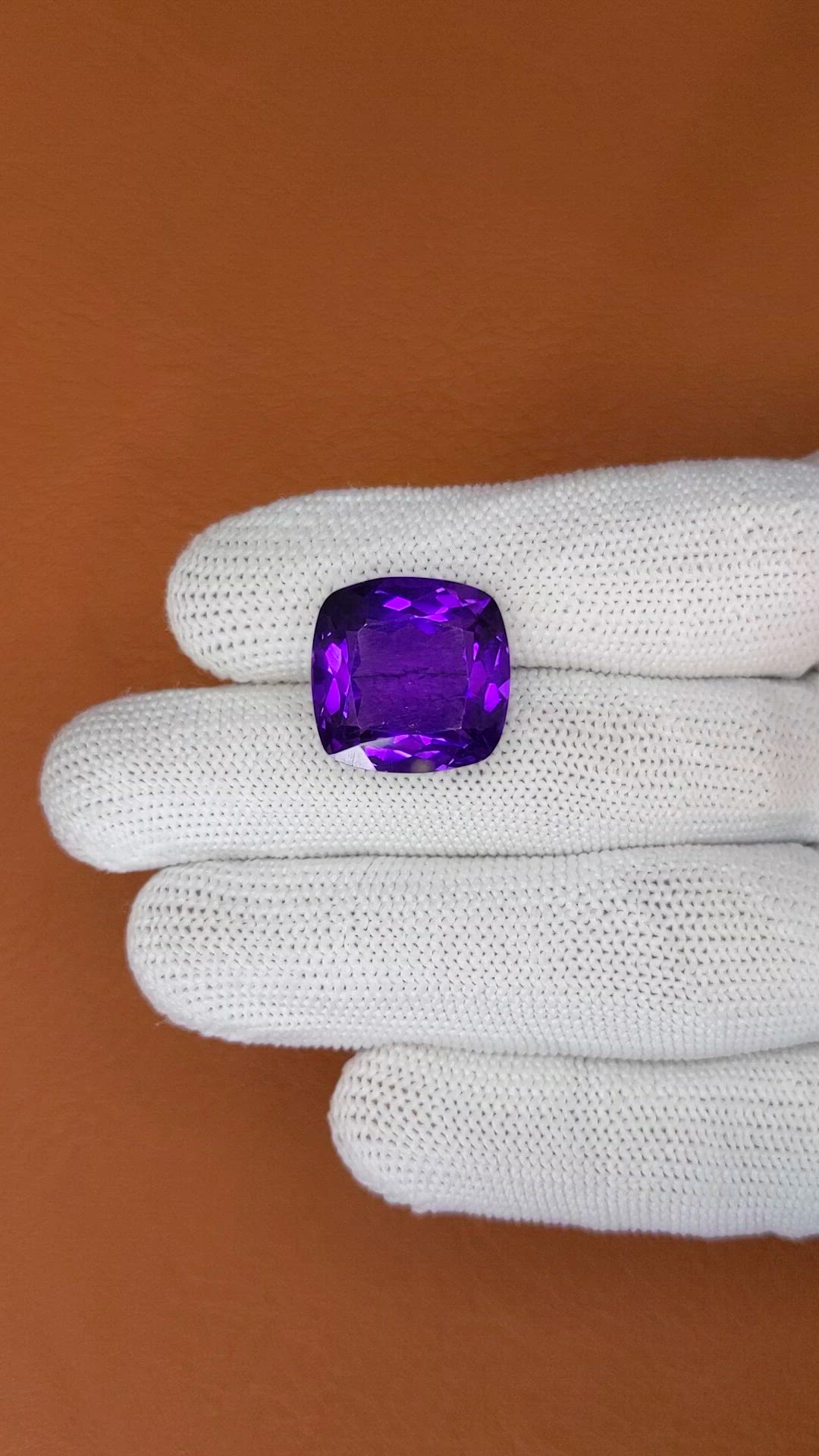 17.34 Ct. Purple Amethyst from Brazil Size Video