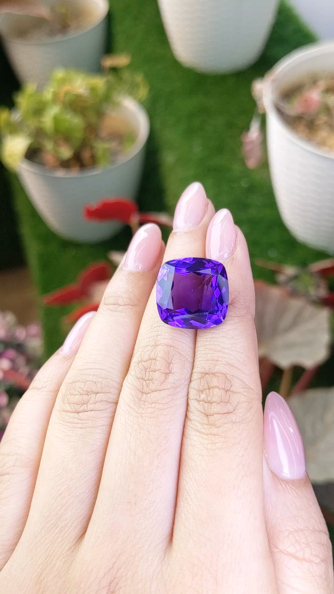17.34 Ct. Purple Amethyst from Brazil Size Video
