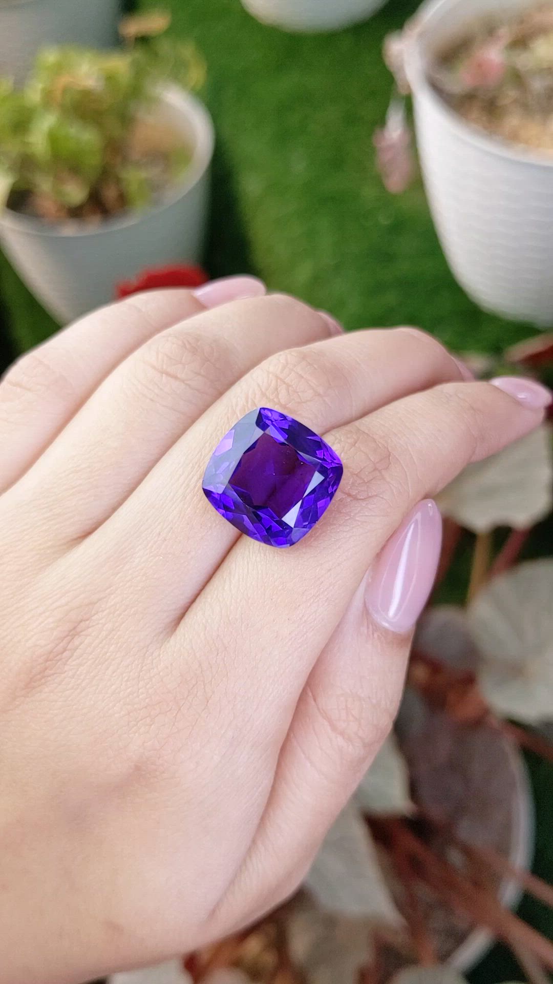 17.34 Ct. Purple Amethyst from Brazil Size Video
