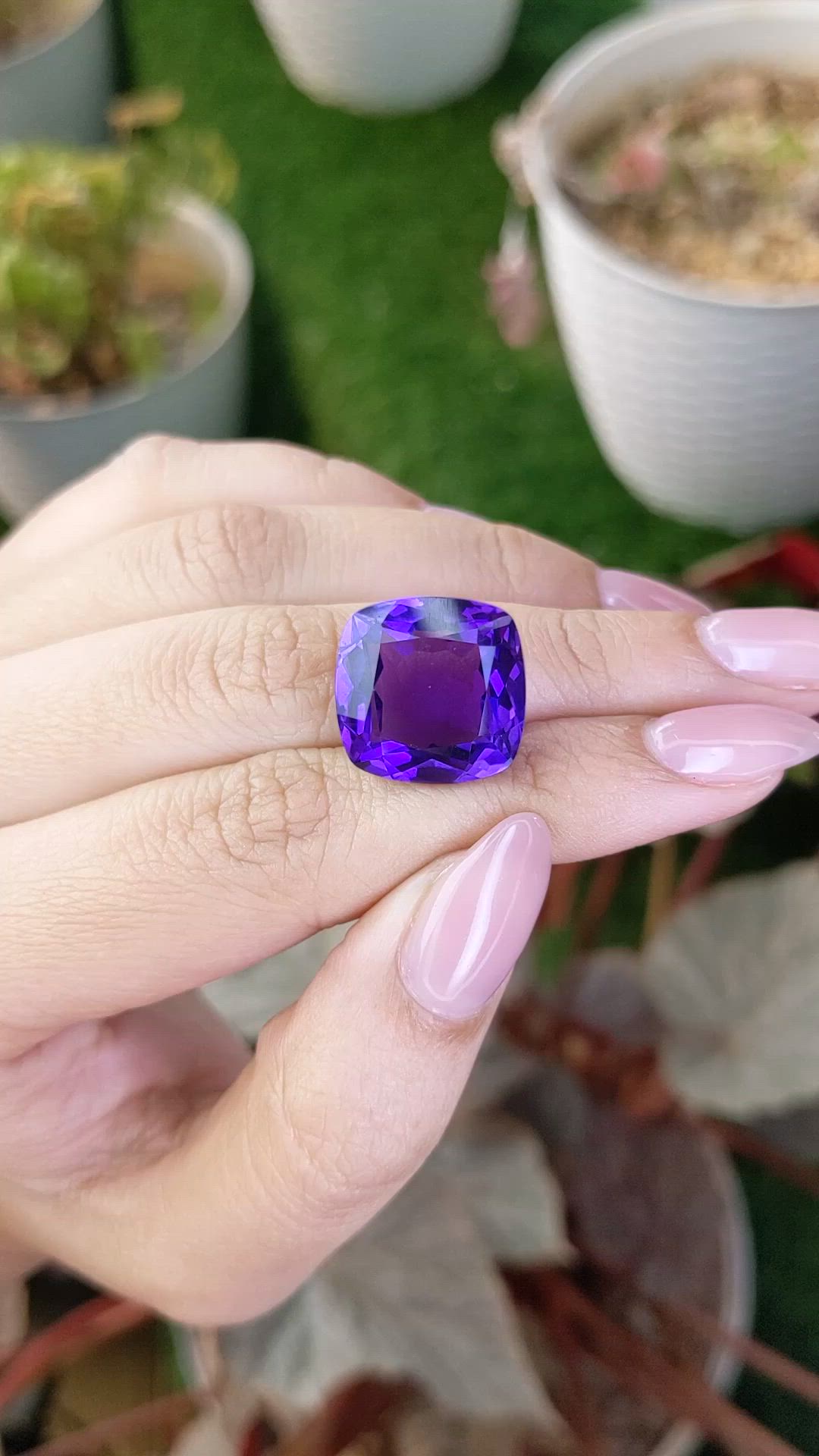17.34 Ct. Purple Amethyst from Brazil Size Video