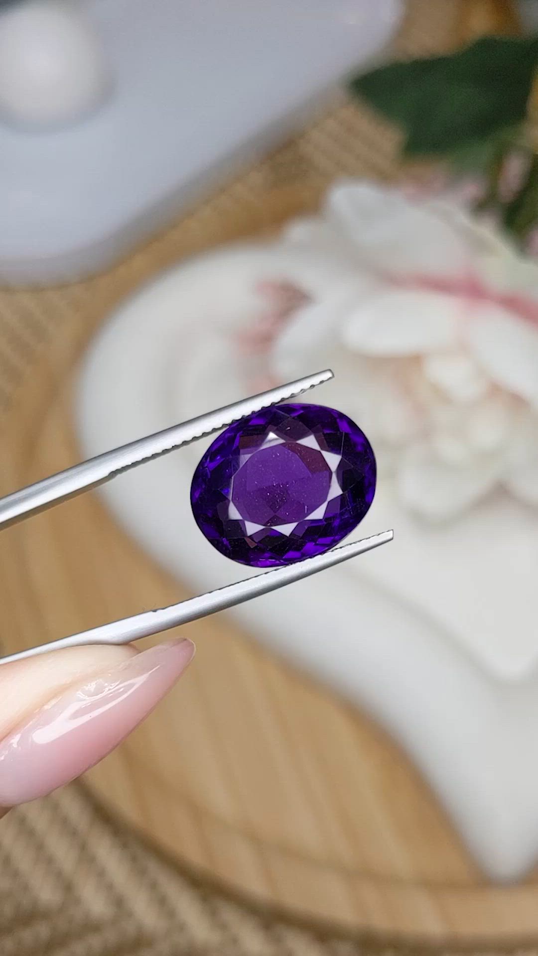 11.74 Ct. Purple Amethyst from Brazil Size Video