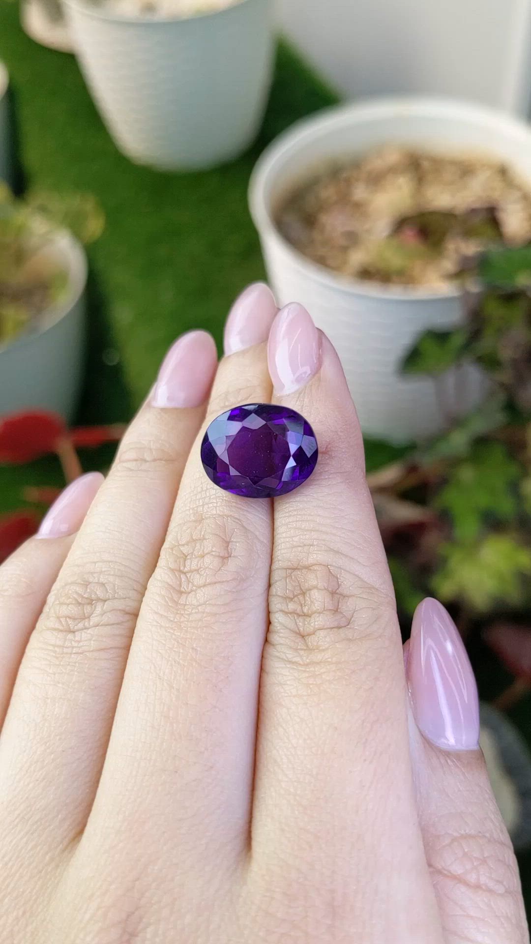 11.74 Ct. Purple Amethyst from Brazil Size Video