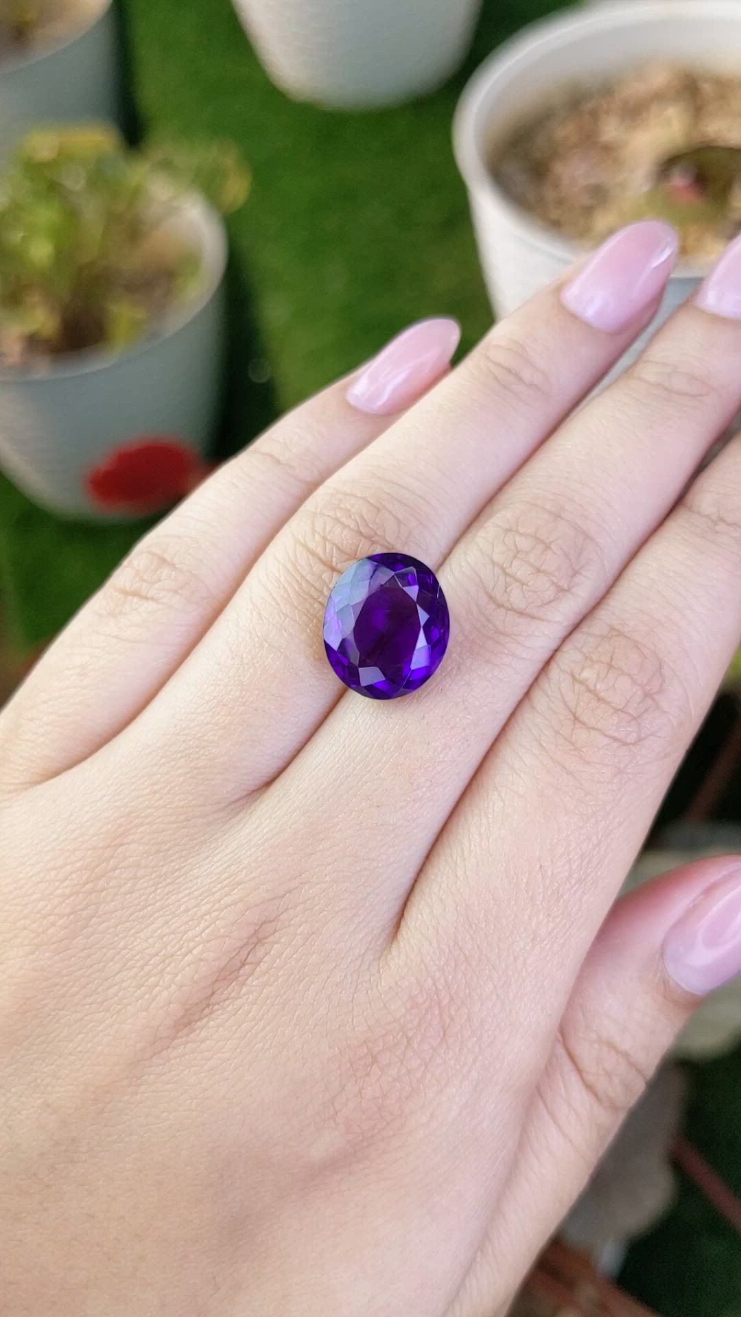 7.70 Ct. Purple Amethyst from Brazil Size Video