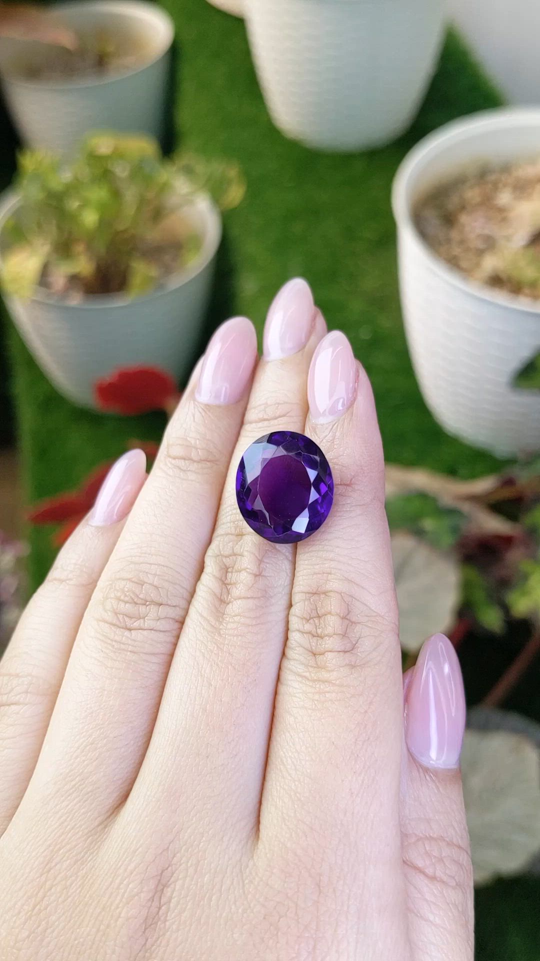 14.22 Ct. Purple Amethyst from Brazil Size Video