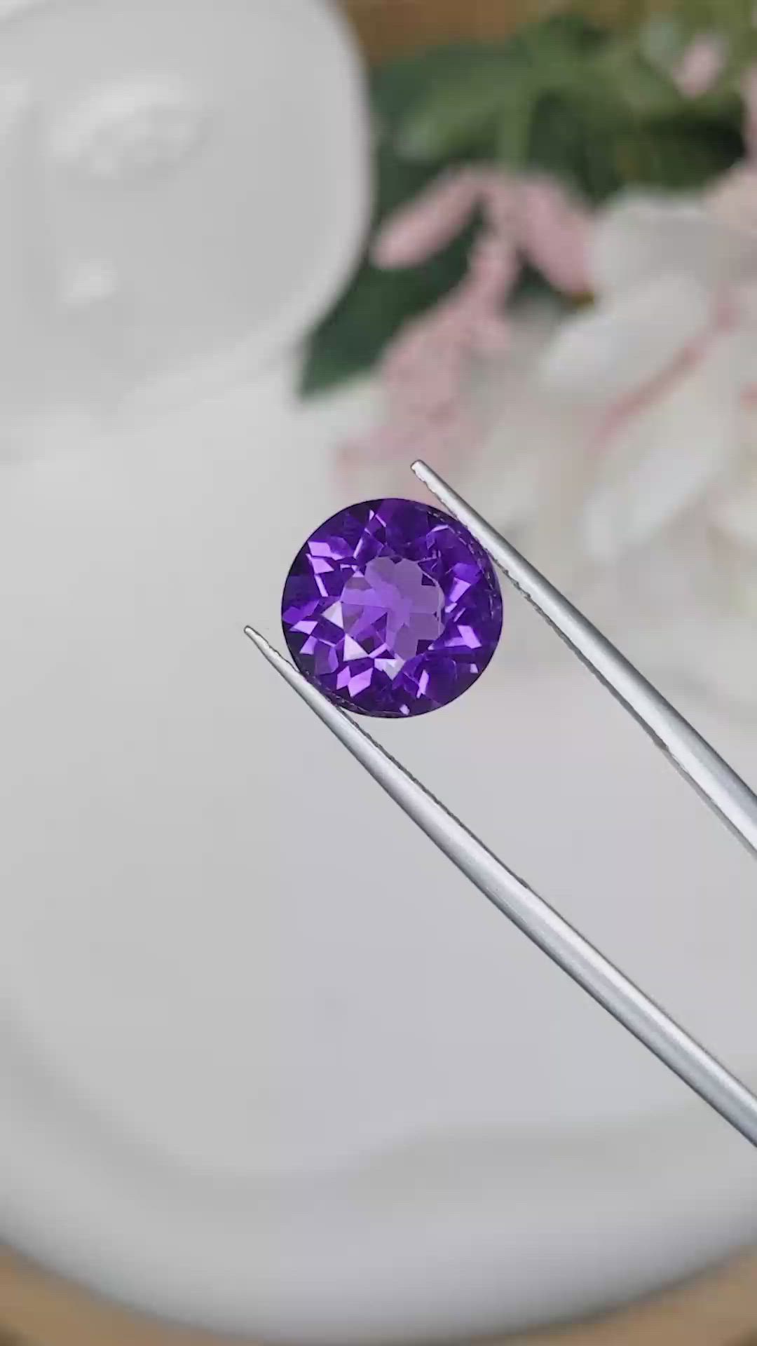 4.64 Ct. Purple Amethyst from Brazil Size Video