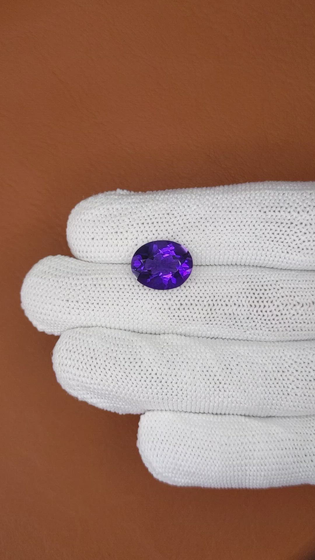 5.07 Ct. Purple Amethyst from Brazil Size Video