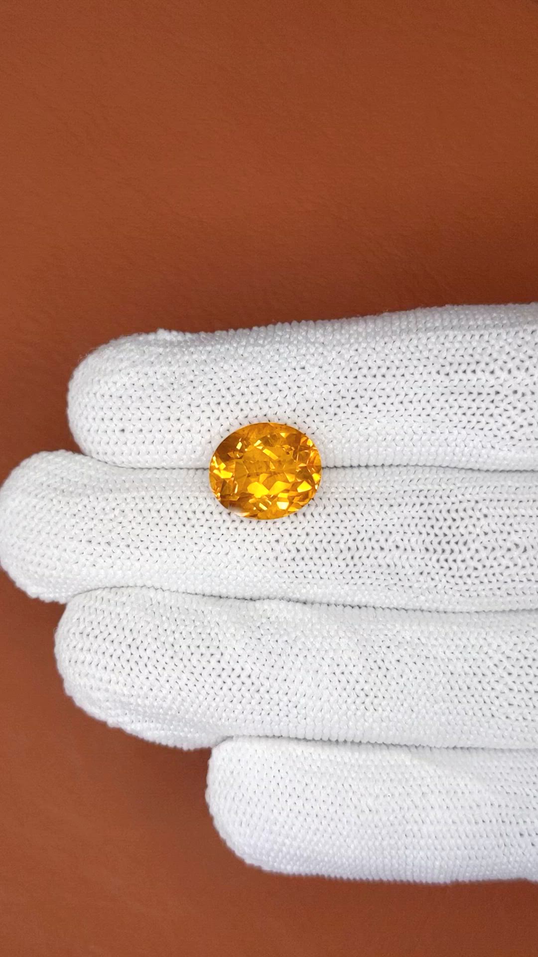 5.46 Ct. Orangish Yellow Citrine from Brazil Size Video
