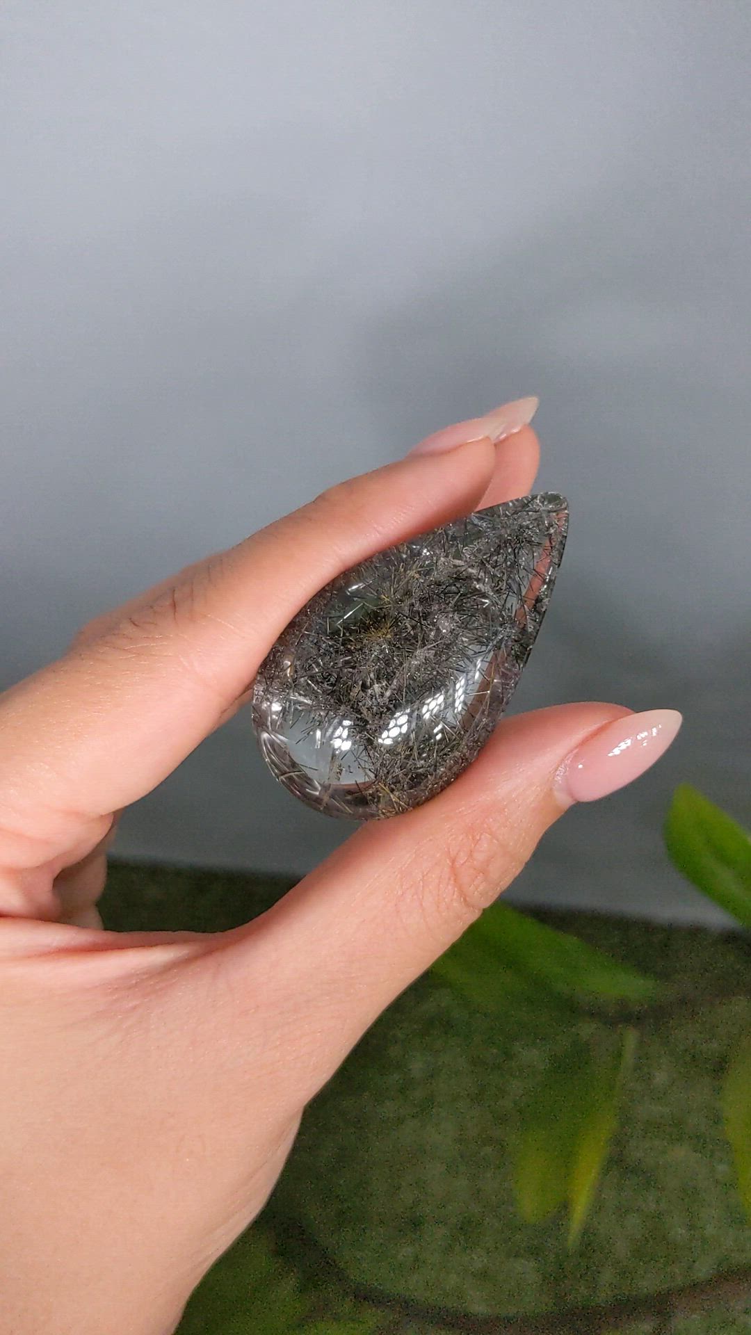 123.77 Ct. Black Cabochon Rutilated Quartz from Brazil Size Video