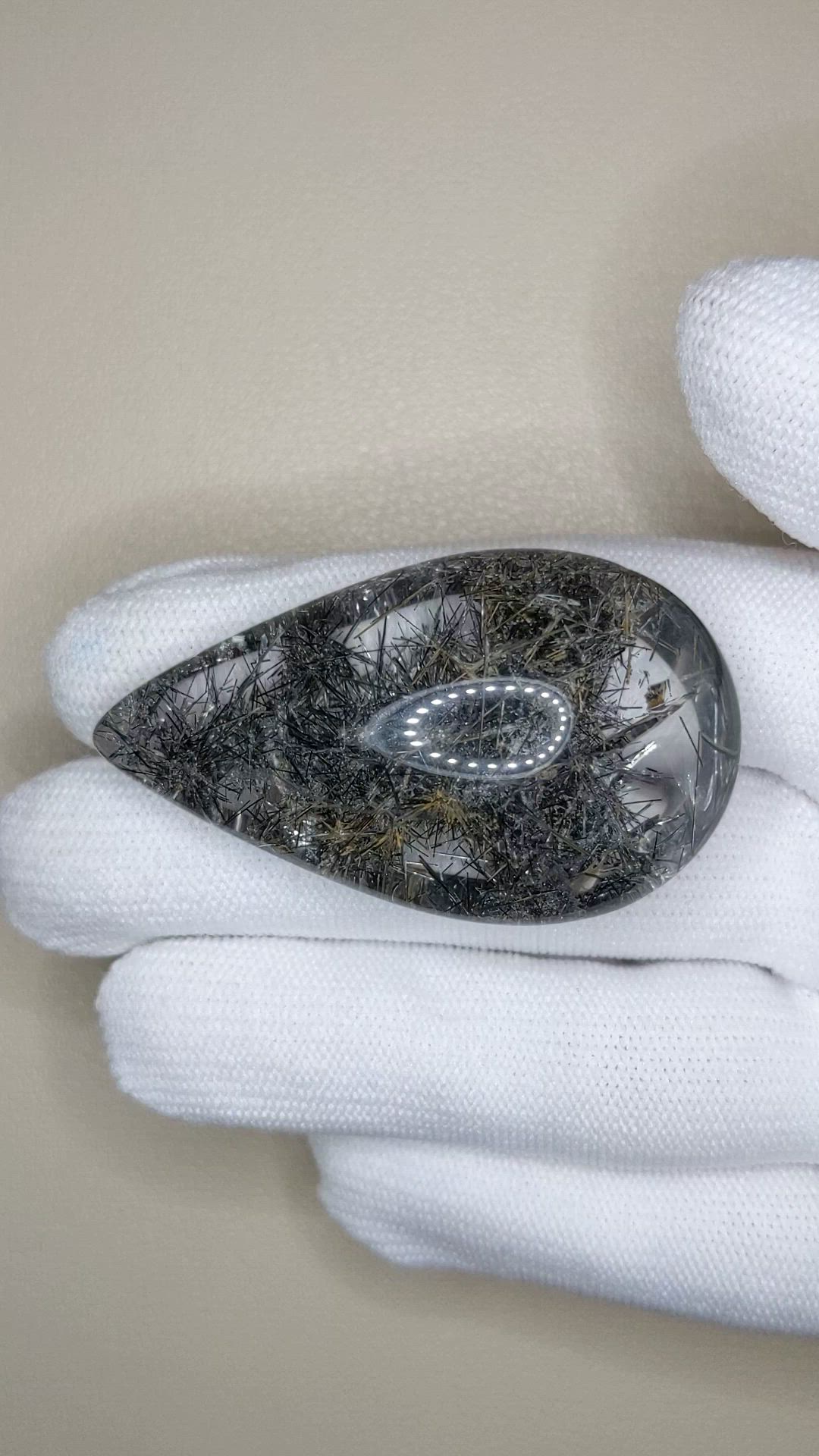 123.77 Ct. Black Cabochon Rutilated Quartz from Brazil Size Video