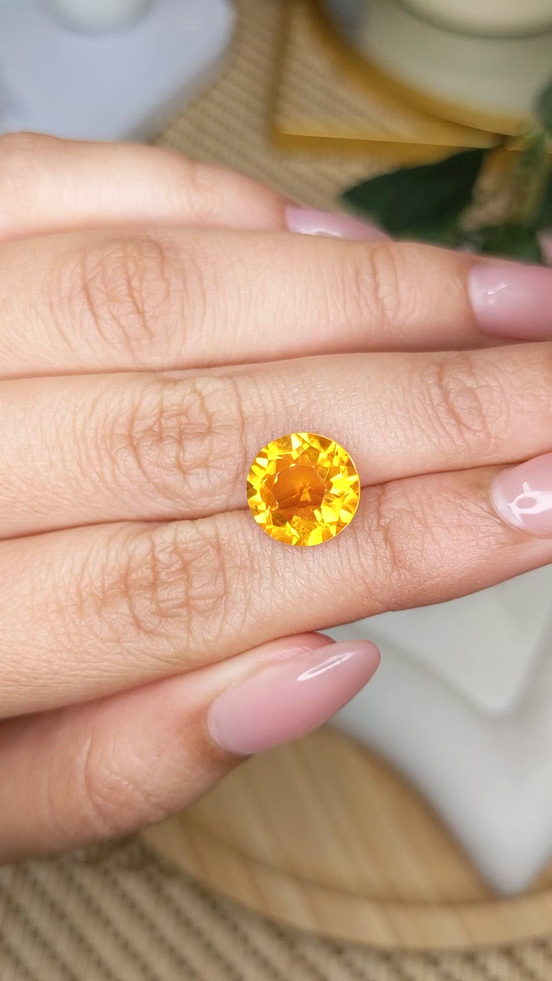 4.61 Ct. Orangish Yellow Citrine from Brazil Size Video