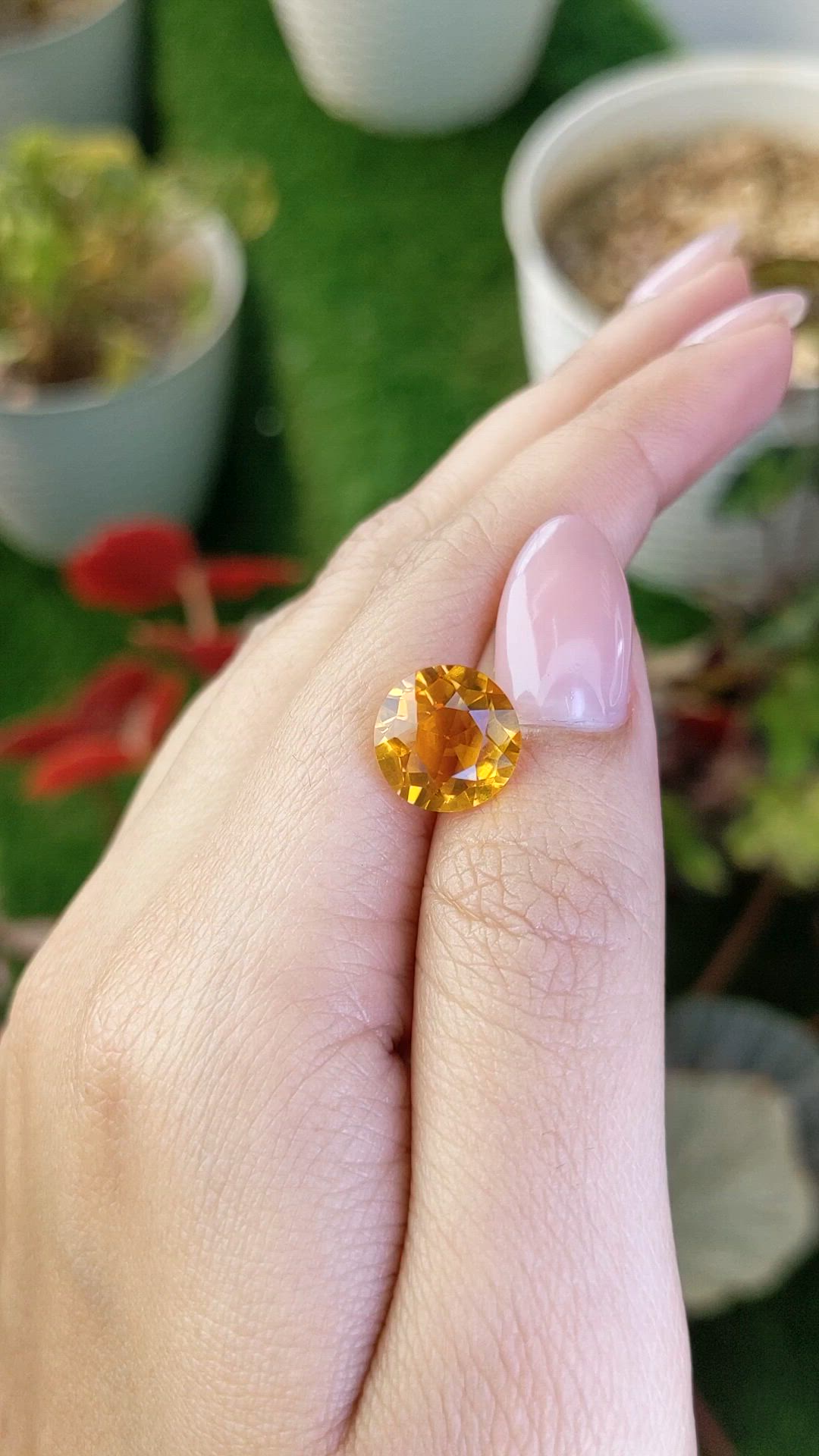 4.61 Ct. Orangish Yellow Citrine from Brazil Size Video
