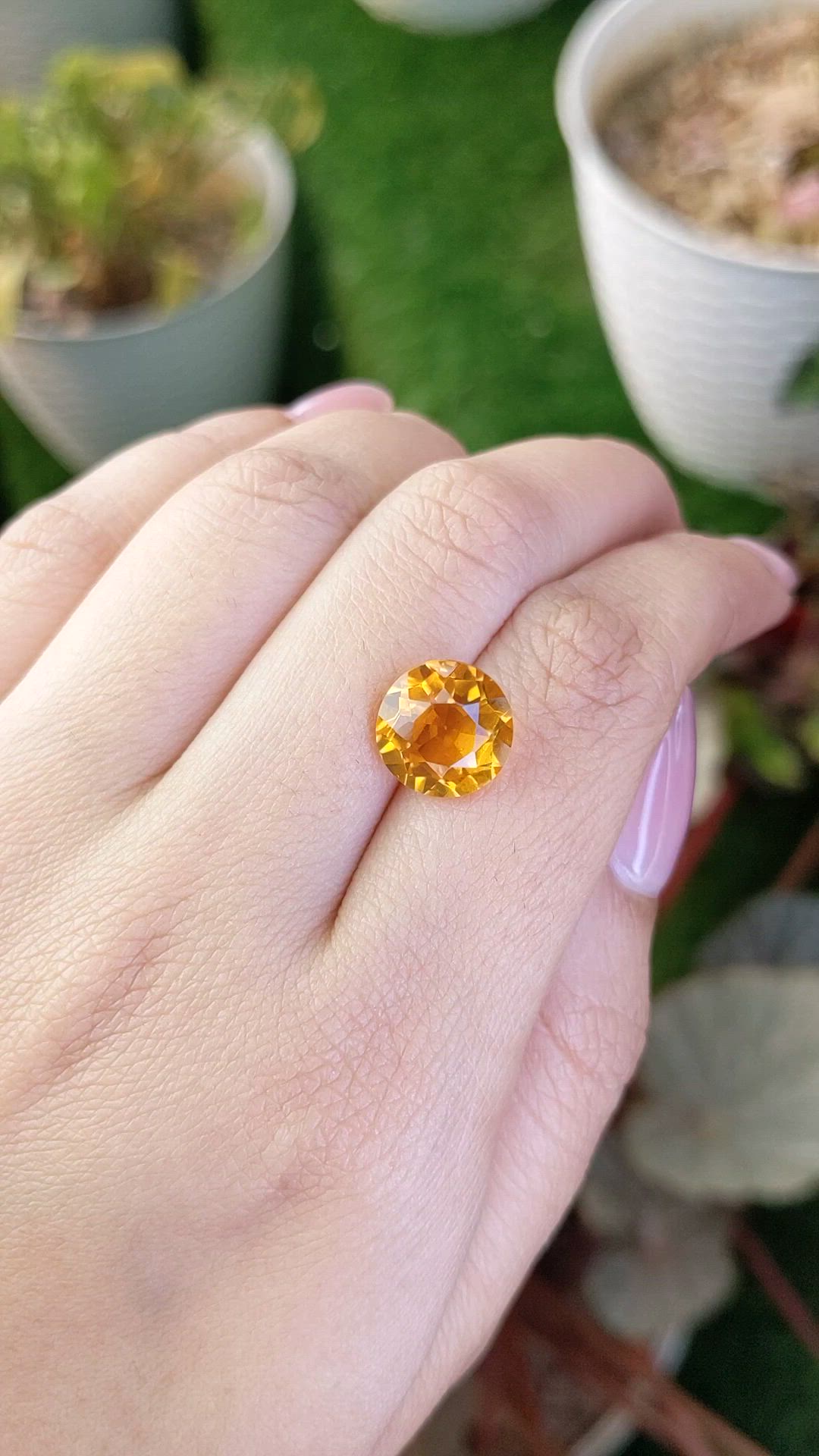 4.61 Ct. Orangish Yellow Citrine from Brazil Size Video