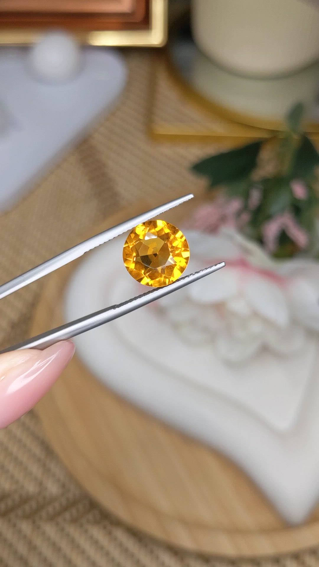 4.61 Ct. Orangish Yellow Citrine from Brazil Size Video