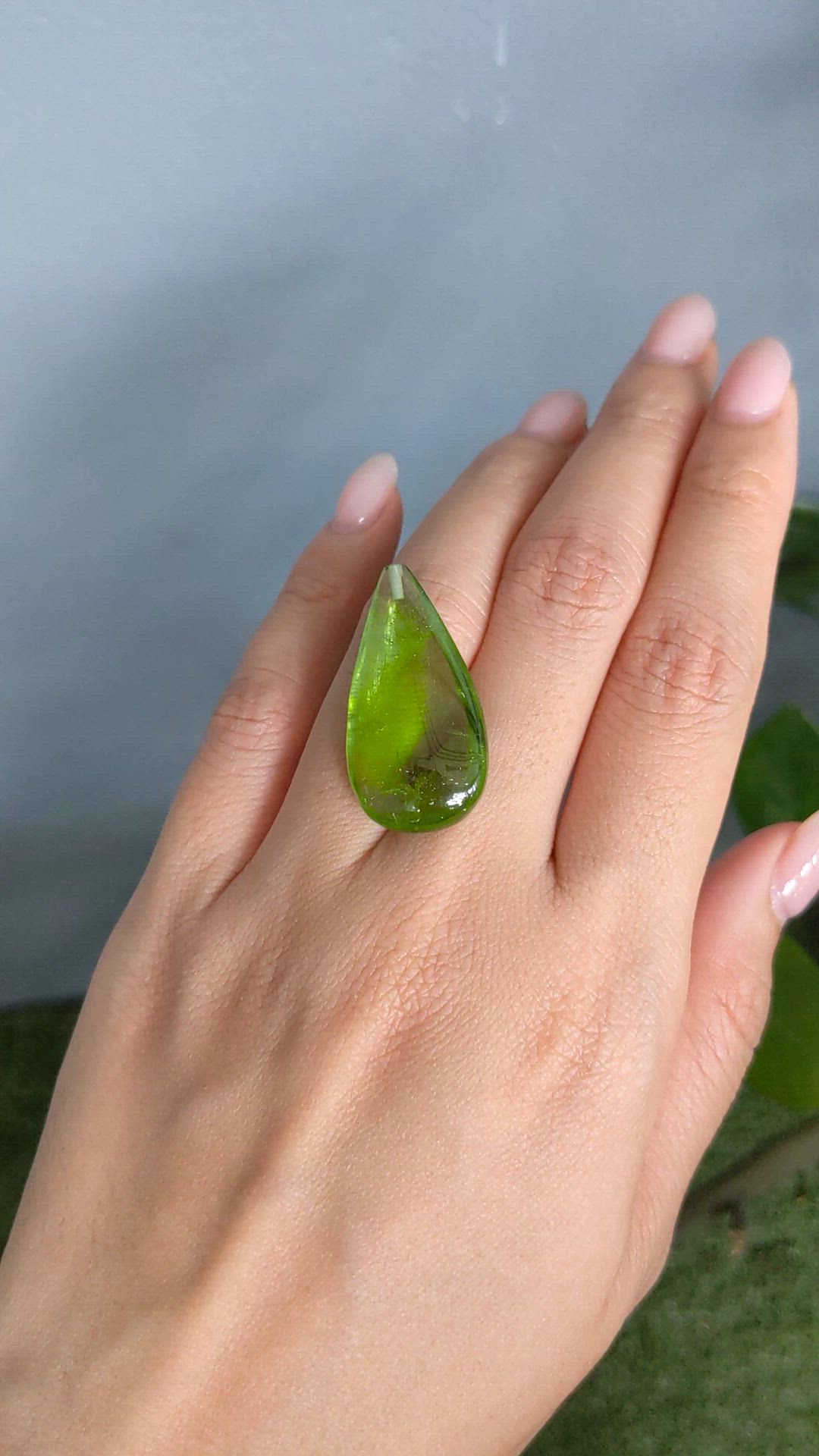 35.62 Ct. Green (Lime Green) Peridot from Burma (Myanmar) Size Video