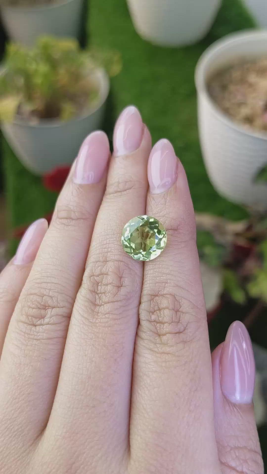 5.03 Ct. Yellowish Green Prasiolite from Brazil Size Video