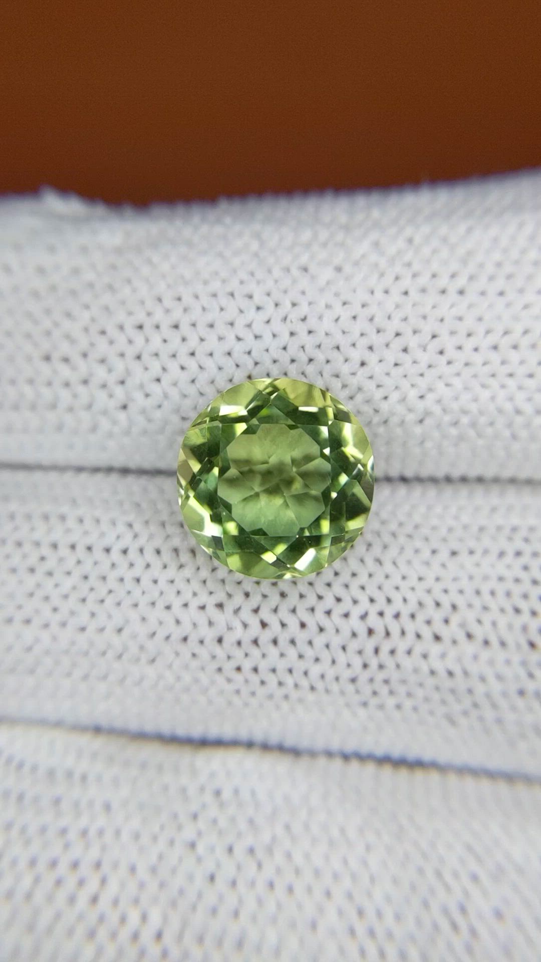 5.03 Ct. Yellowish Green Prasiolite from Brazil Size Video