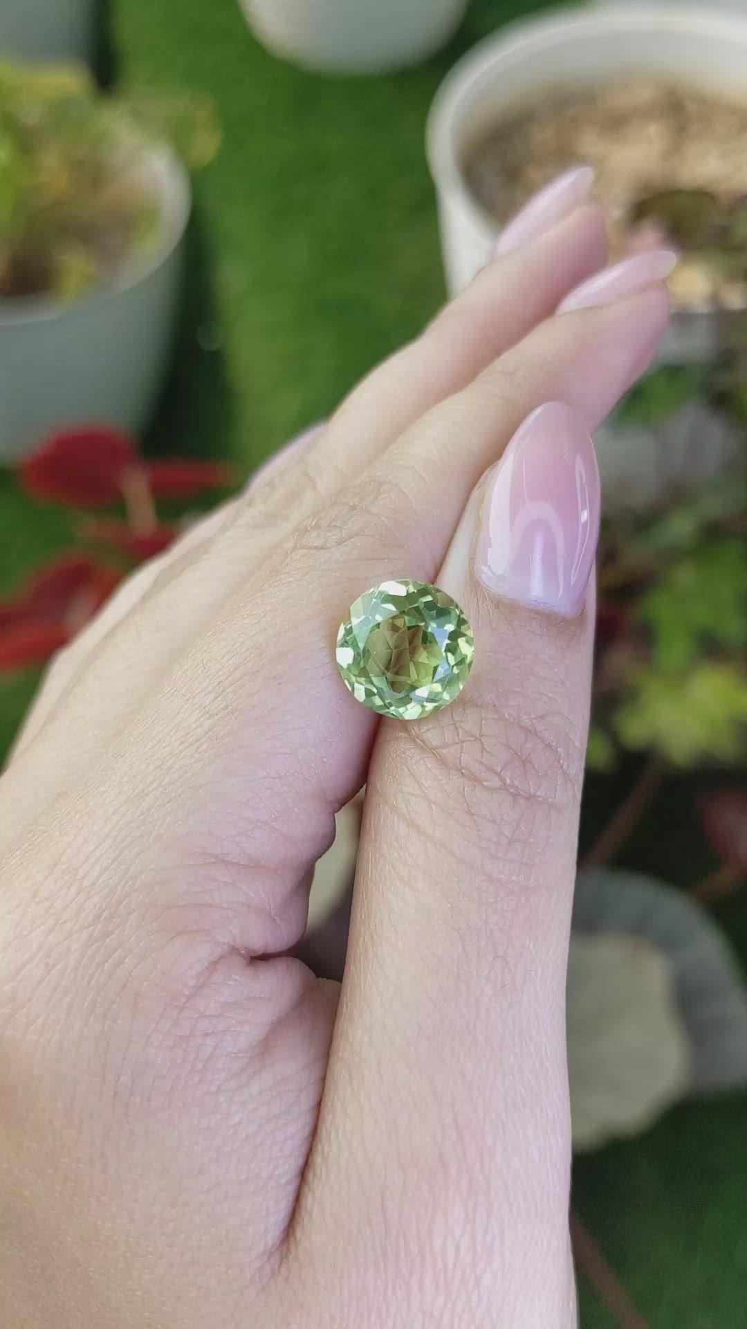 5.03 Ct. Yellowish Green Prasiolite from Brazil Size Video