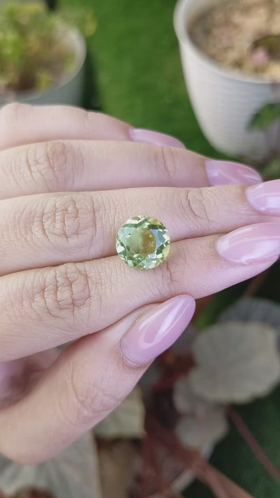 5.03 Ct. Yellowish Green Prasiolite from Brazil Size Video